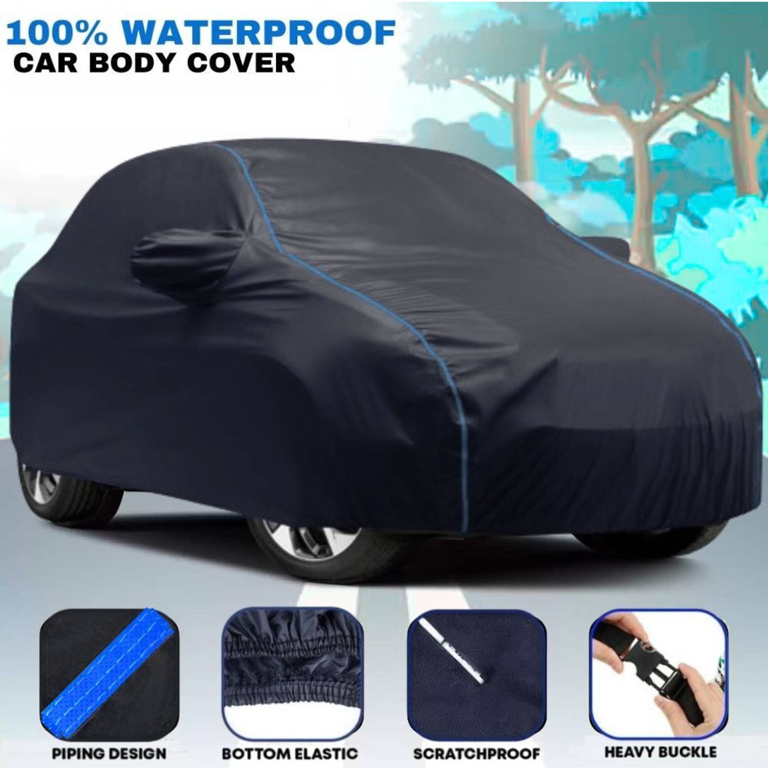 Amikan Car Cover For Maruti Suzuki Alto, Alto 800, Alto 800 CNG LX, Alto 800 CNG LXI Optional, Alto 800 VXI, Alto K10 LXI Petrol (With Mirror Pockets)