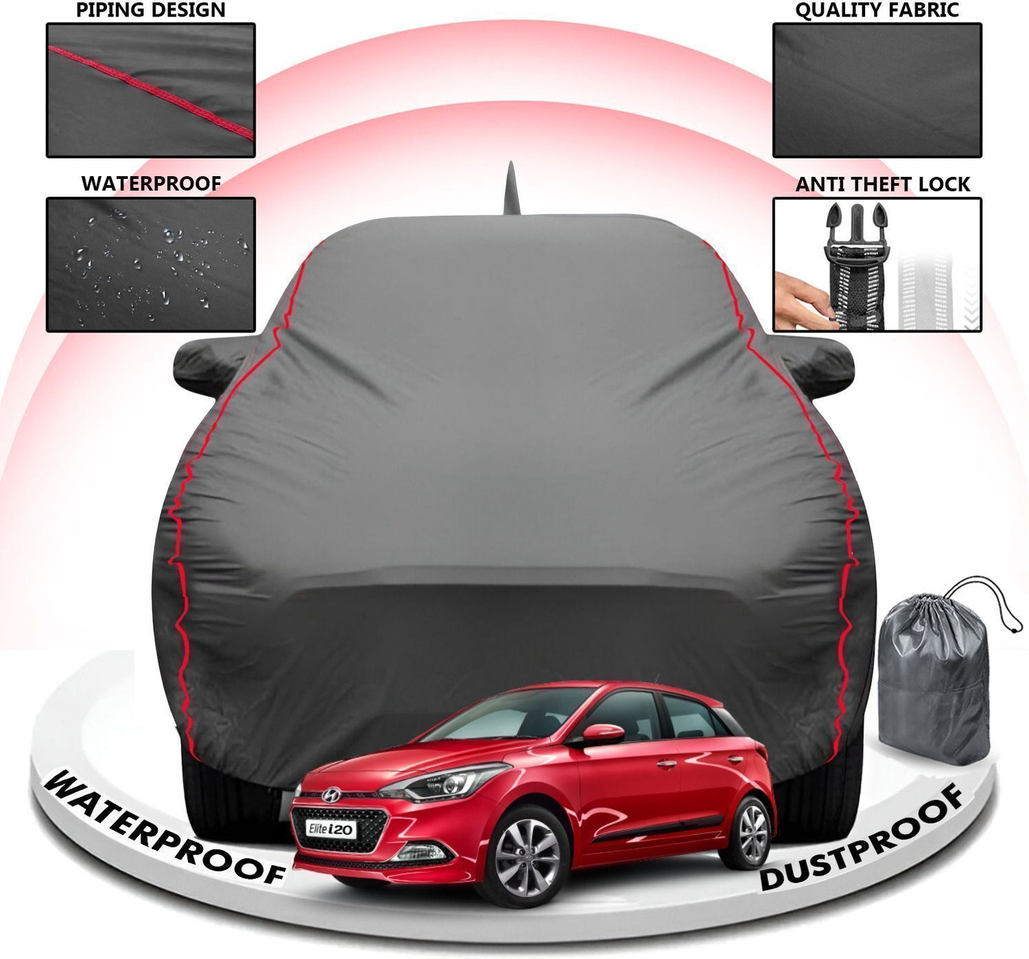 Image of CARZEX Car Cover For Hyundai Elite i20 (With Mirror Pockets)