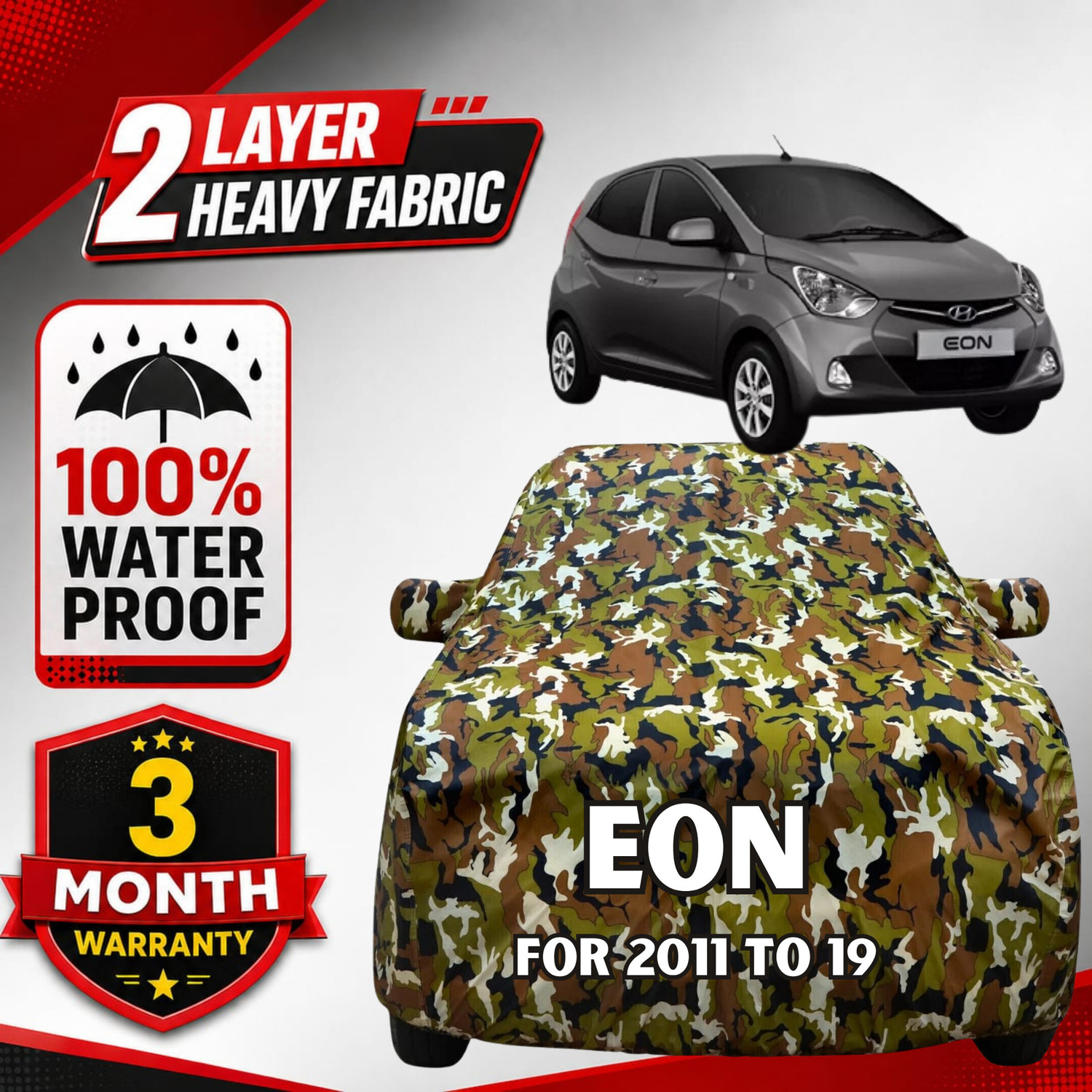 Image of vyas Car Cover For Hyundai EON 1.0 Kappa Magna Plus Optional, EON 1.0 Magna Plus Option O, EON D Lite, EON D Lite Plus, EON D Lite Plus Option, EON Era Plus, EON Era Plus Option, EON LPG Era Plus, EON Magna Plus, EON Magna Plus Option, EON Sportz (With Mirror Pockets)