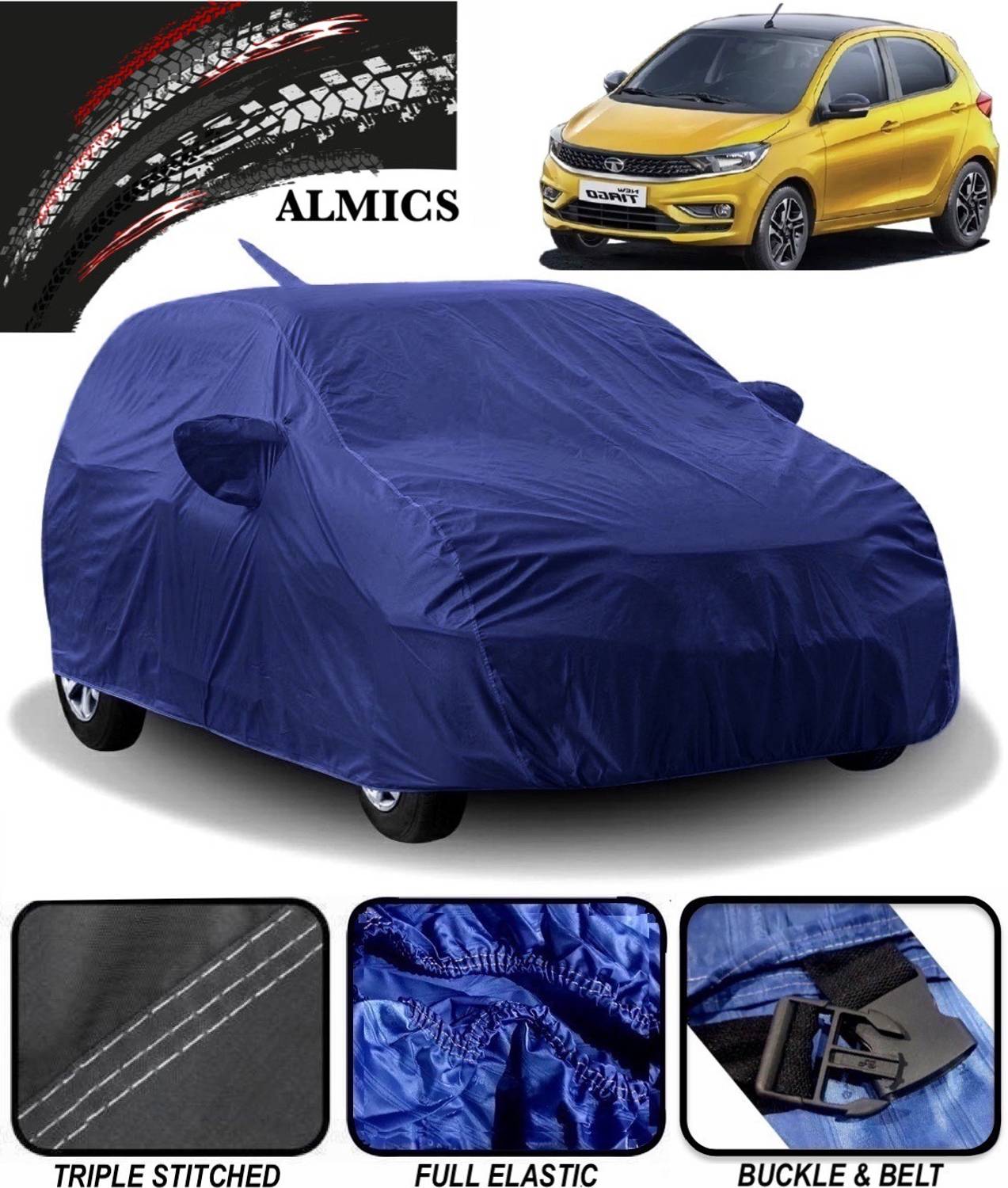 ALMICS Car Cover For Tata Tiago EV (With Mirror Pockets)