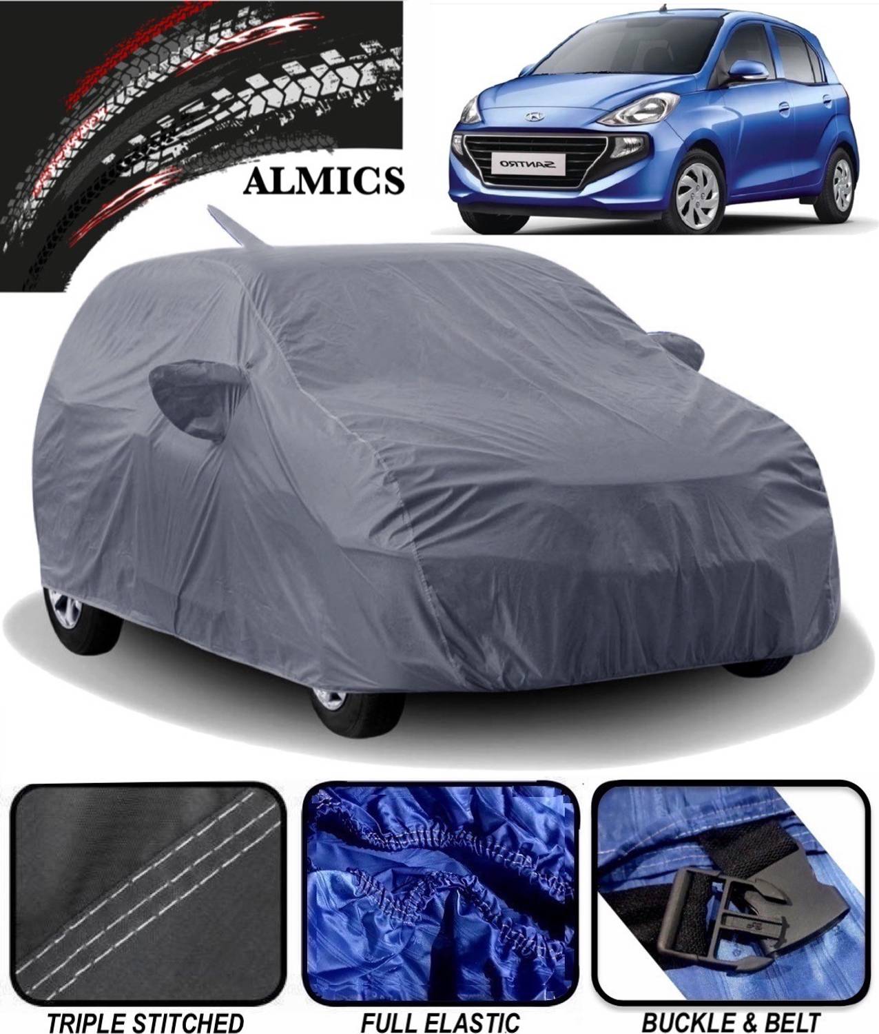 ALMICS Car Cover For Hyundai Santro L2 (With Mirror Pockets)