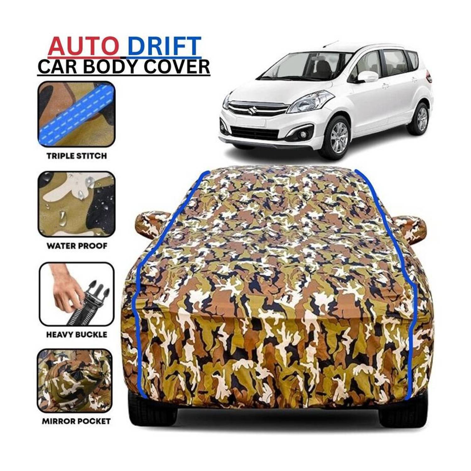 BOTAUTO Car Cover For Maruti Suzuki Ertiga, Universal For Car (With Mirror Pockets)