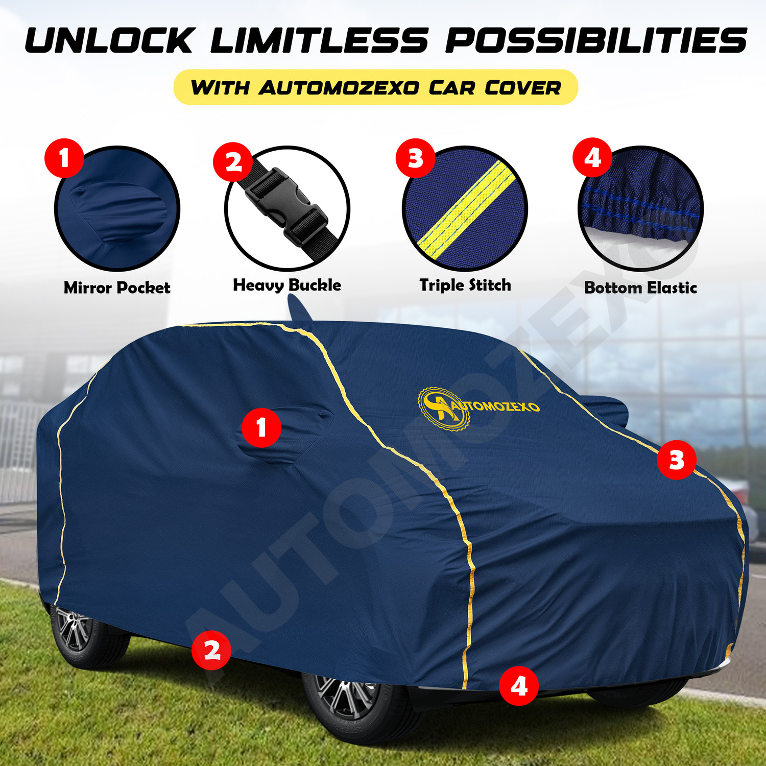 Image of AUTOMOZEXO Car Cover For Nissan Magnite (With Mirror Pockets)