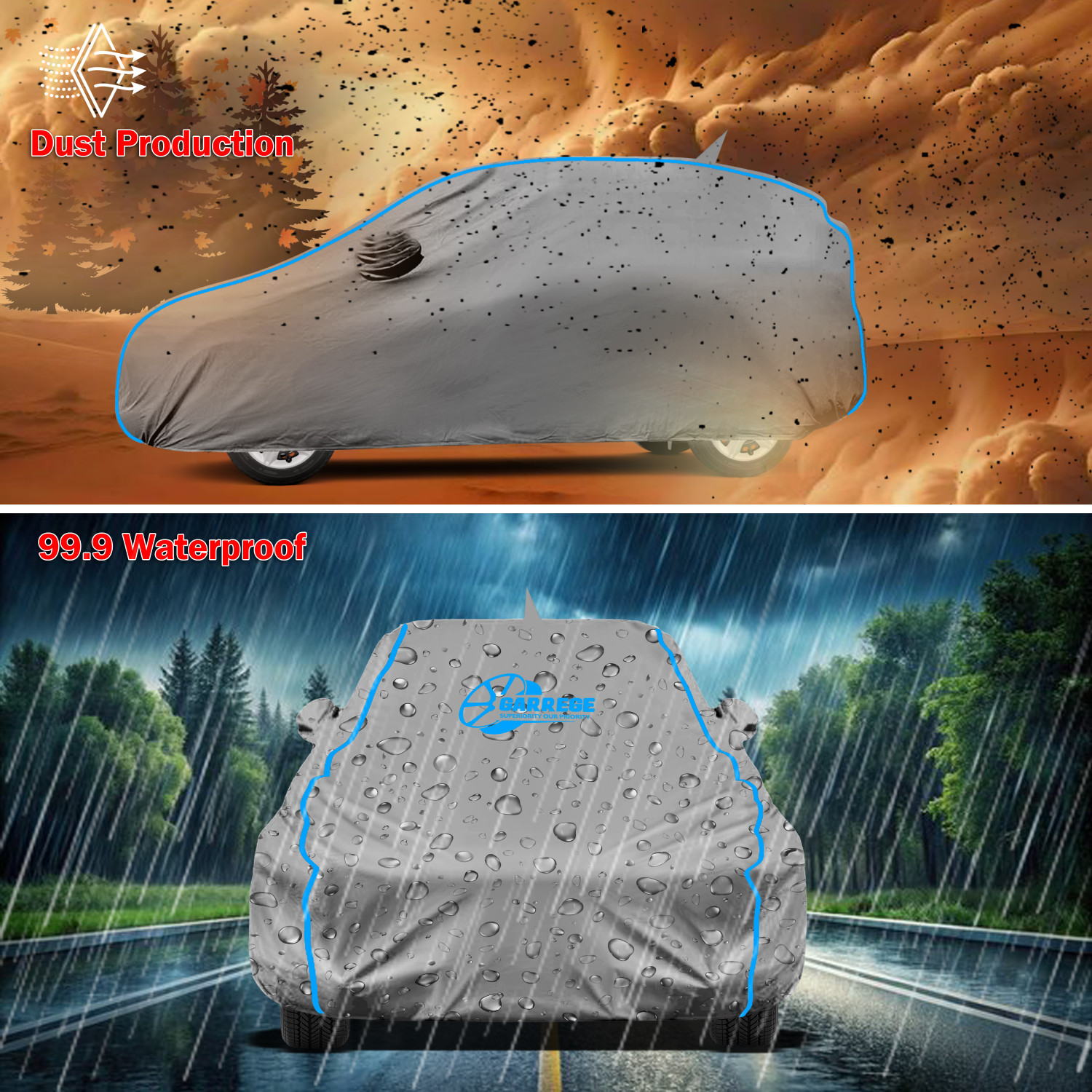Image of GARREGE Car Cover For Hyundai Creta, Creta 1.6 E Plus Diesel, Creta 1.6 E Plus (With Mirror Pockets)