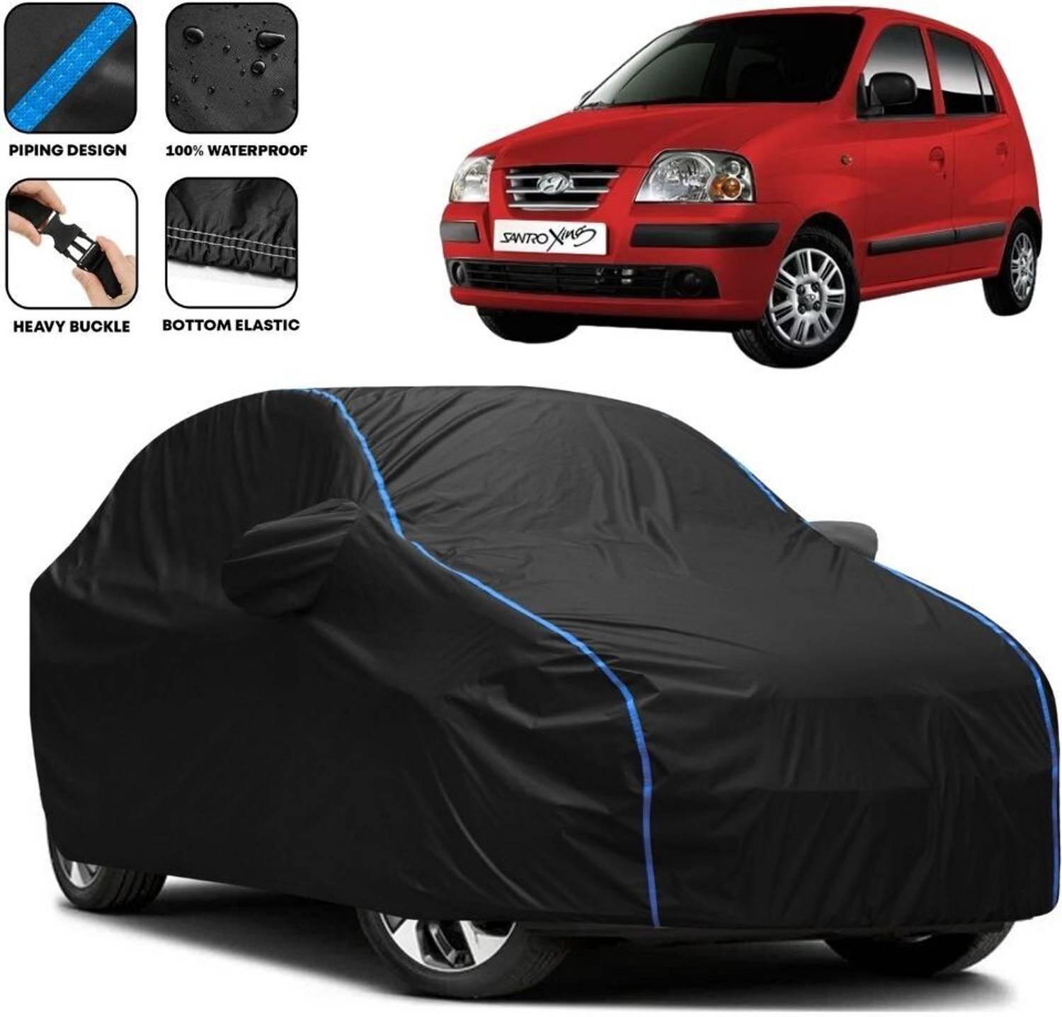 Autohaux Car Cover For Hyundai Santro, Santro Xing, Universal For Car (With Mirror Pockets)
