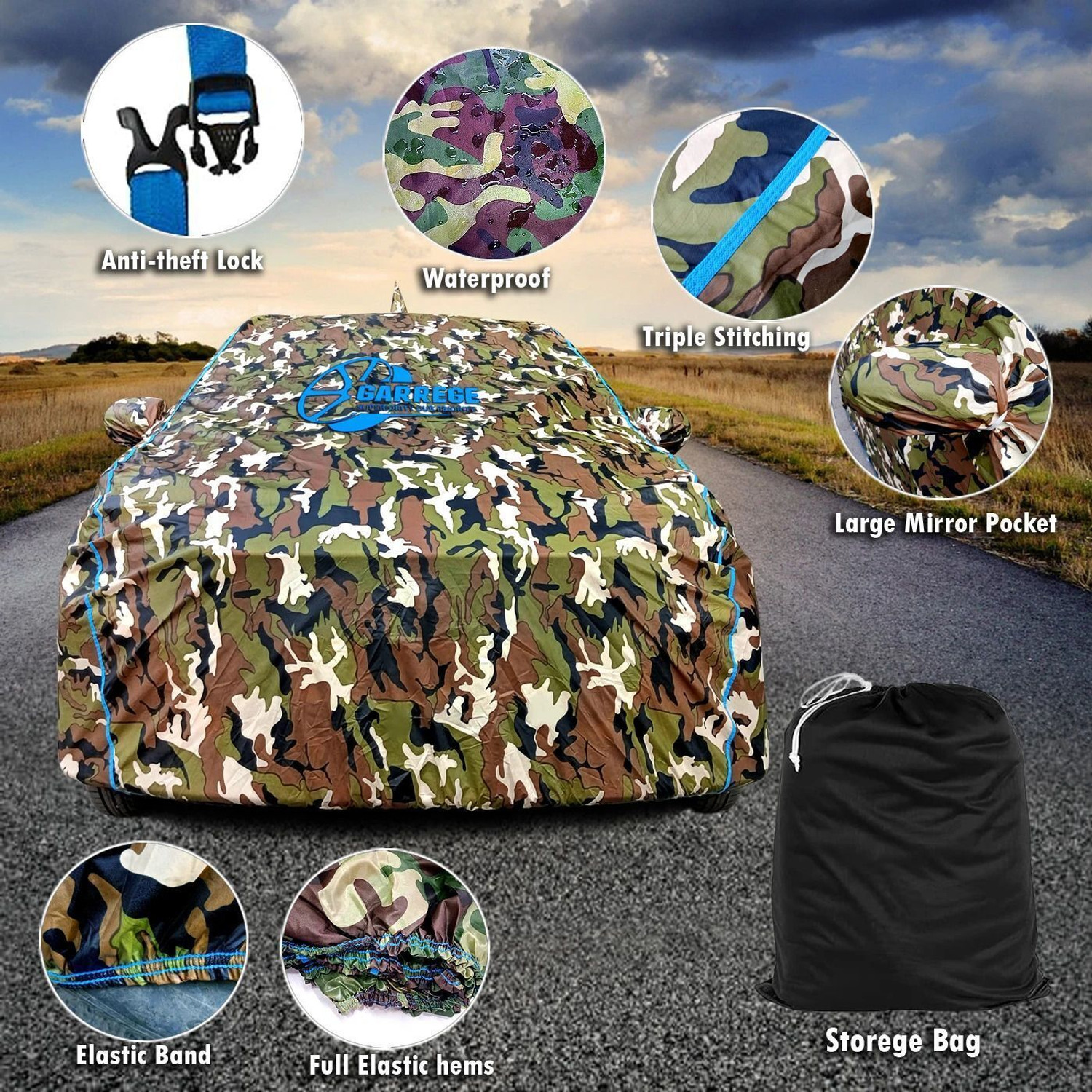 Image of GARREGE Car Cover For Tata Punch (With Mirror Pockets)