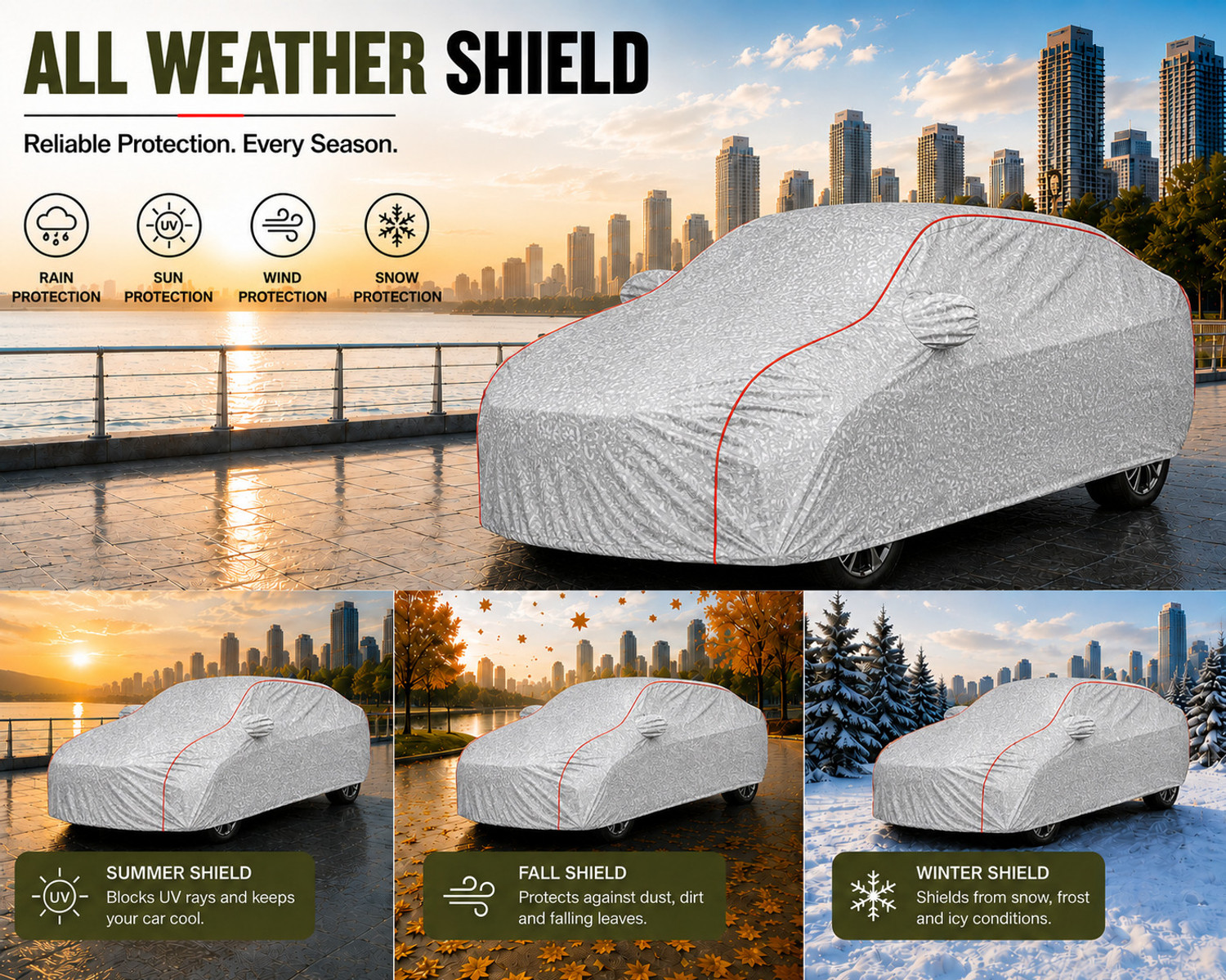 Image of DRIZE Honda City Body Cover (Silver, For 2014, 2015, 2016, 2017, 2018, 2019 Models)