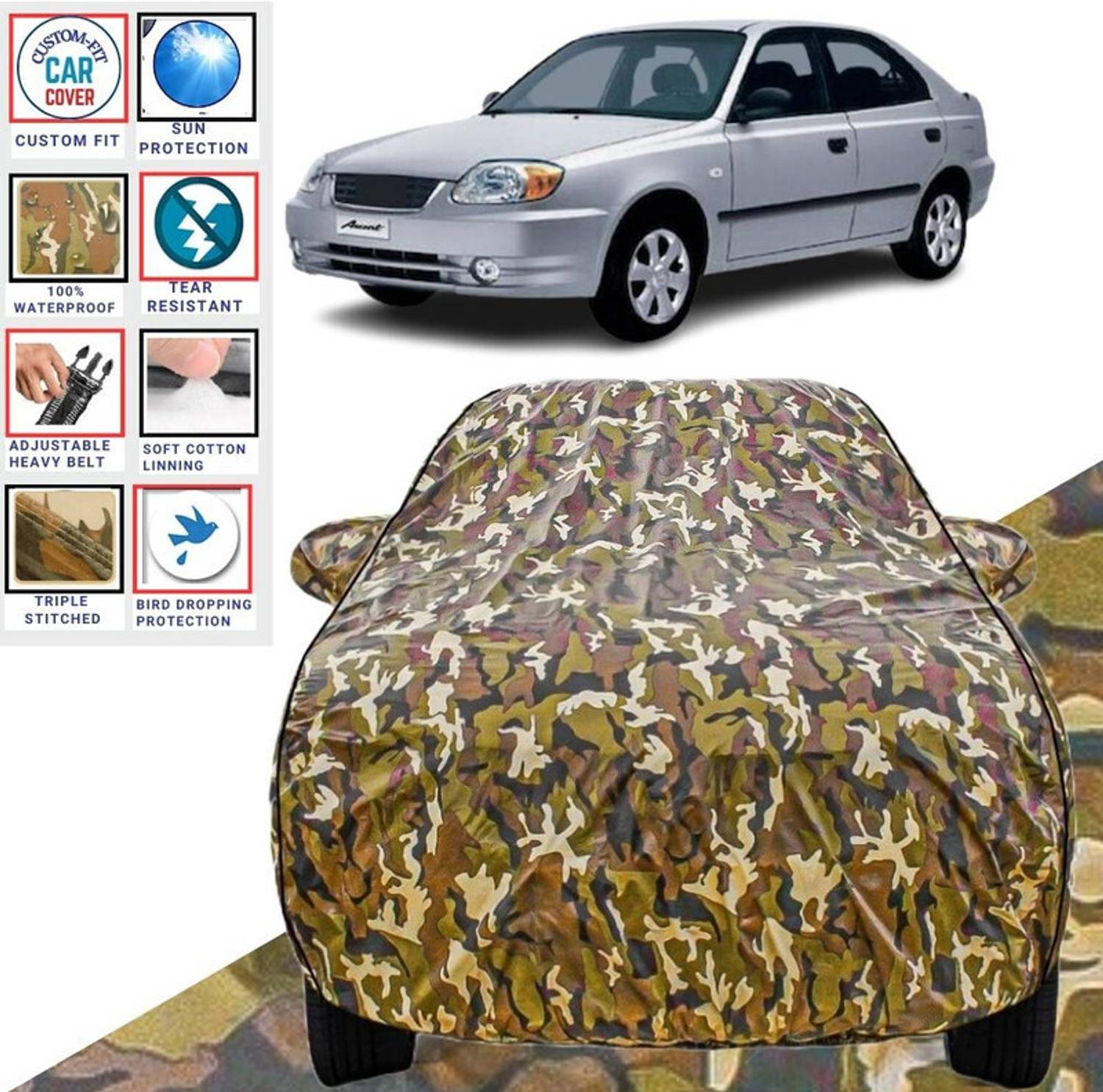 BOTAUTO Car Cover For Hyundai Accent, Universal For Car (With Mirror Pockets)