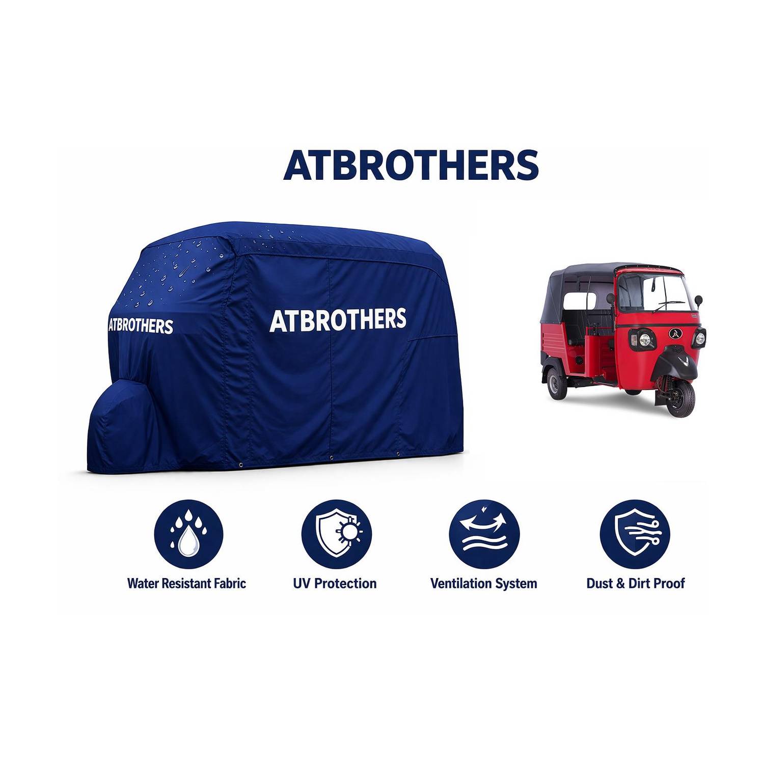 ATBROTHERS Car Cover For Universal For Autorickshaw Universal For Autorickshaw (Without Mirror Pockets)