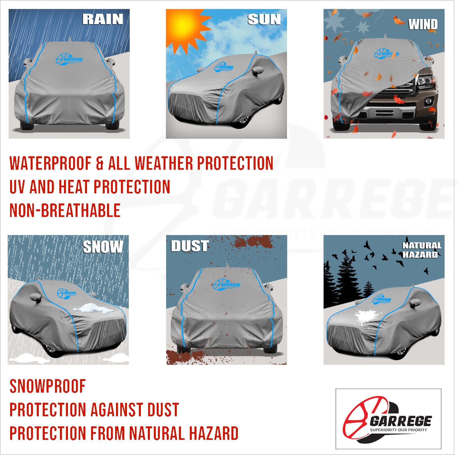 Image of GARREGE Car Cover For MG Astor (With Mirror Pockets)
