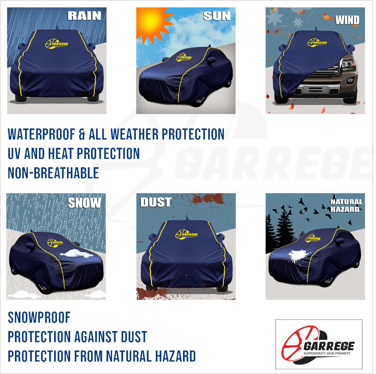 Image of GARREGE Car Cover For Tata Tigor (With Mirror Pockets)