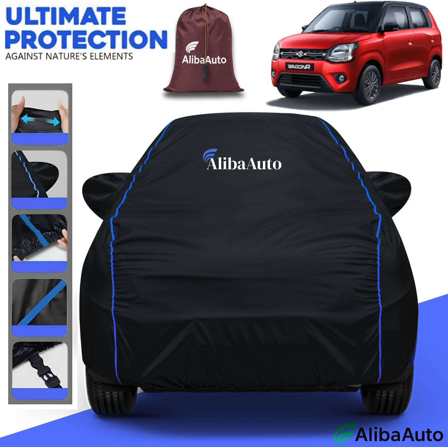 AlibaAuto Car Cover For Maruti Suzuki WagonR (With Mirror Pockets)