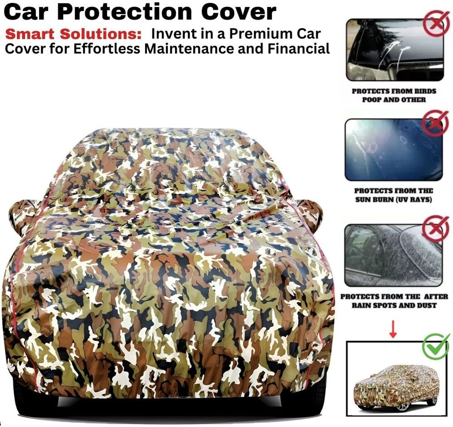 Image of AYSHU Car Cover For Mahindra Marazzo, Marazzo M2 Diesel, Marazzo M4 Diesel (With Mirror Pockets)