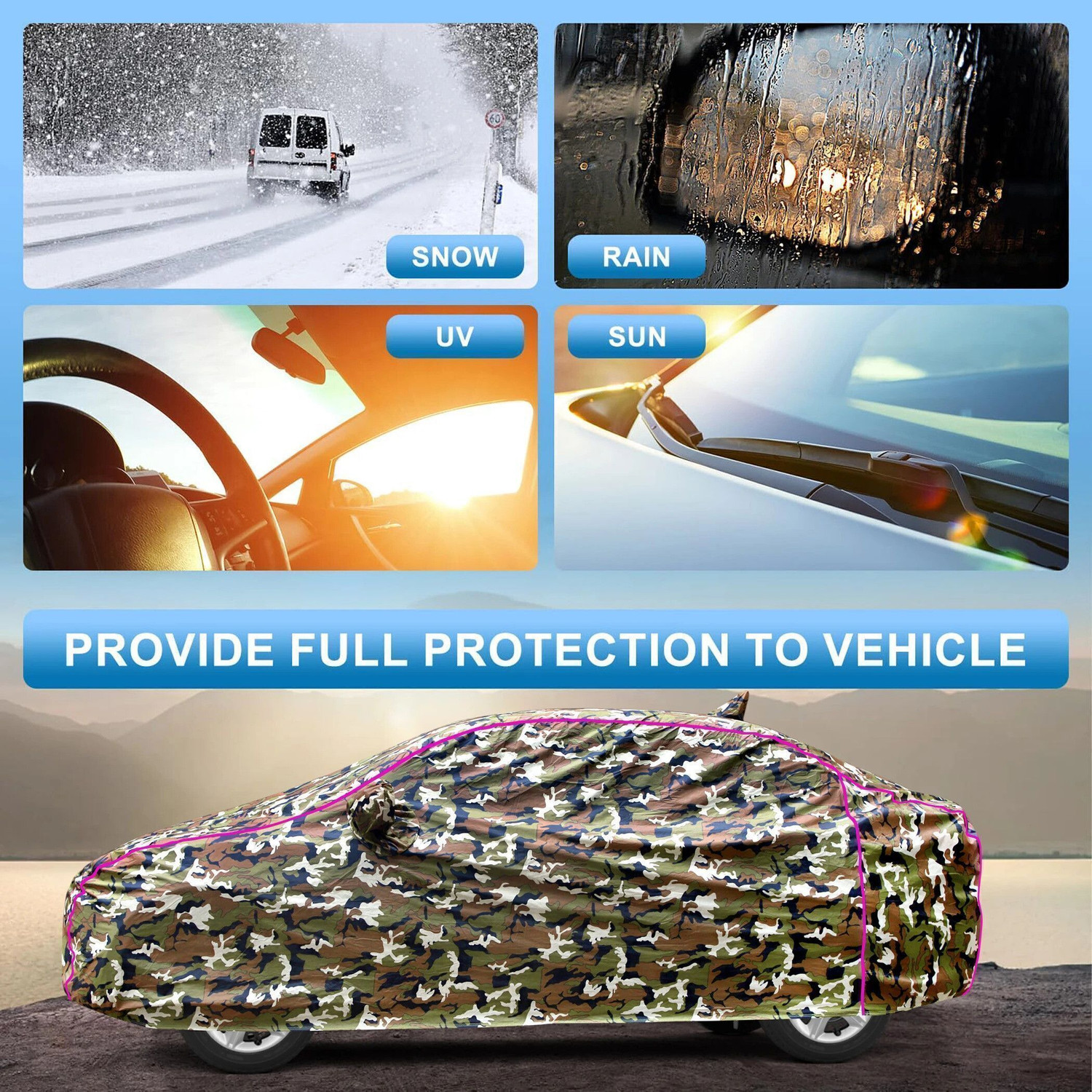Image of G G K RANTAL Car Cover For Tata Nexon, Nexon AMT, Nexon EV XM, Nexon Facelift, Nexon XZ Plus Diesel, Nexon 1.2 Revotron XZ (With Mirror Pockets)