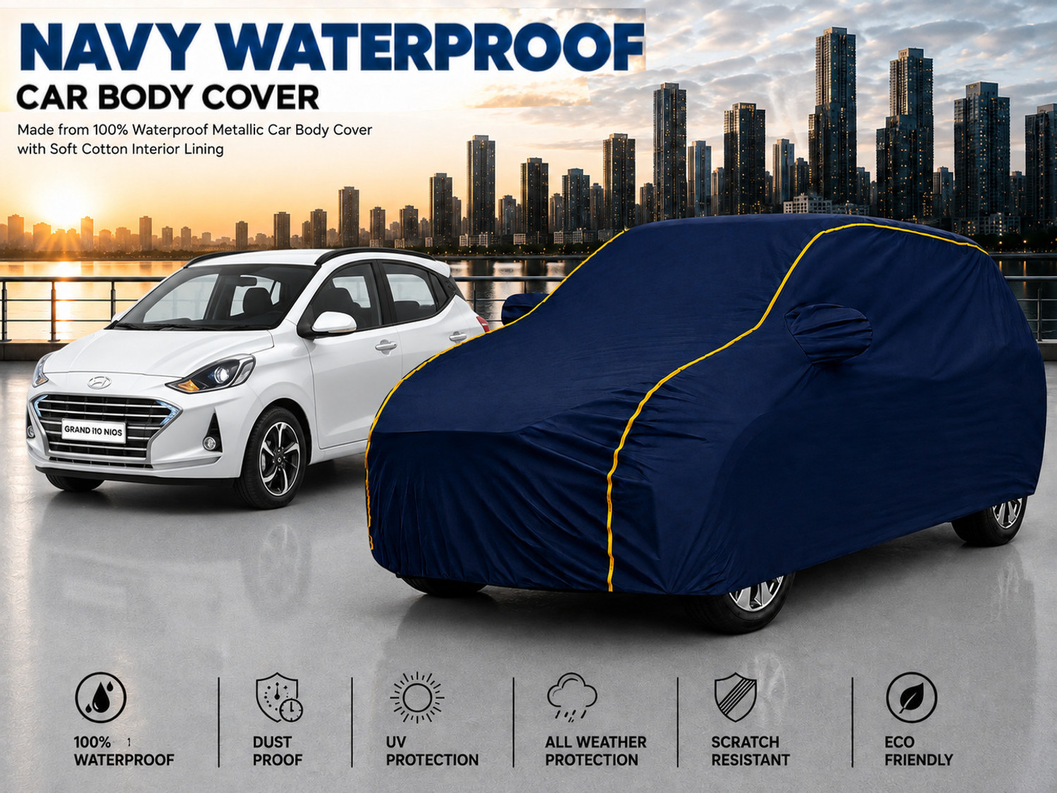 Image of DRIZE Hyundai Grand i10 Nios Body Cover (Blue, For 2019, 2020, 2021, 2022 Models)