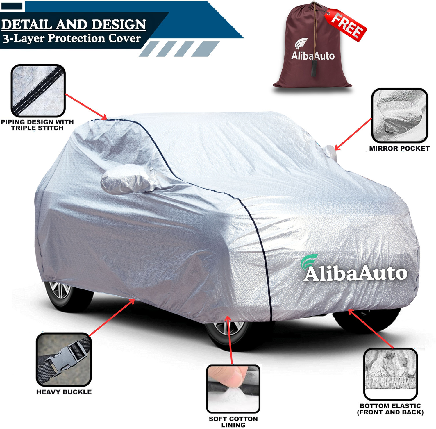 Image of AlibaAuto Car Cover For Hyundai Verna, Verna VTVT 1.6 SX Petrol, Verna VTVT 1.6 AT EX, Verna Fluidic DTHR (With Mirror Pockets)