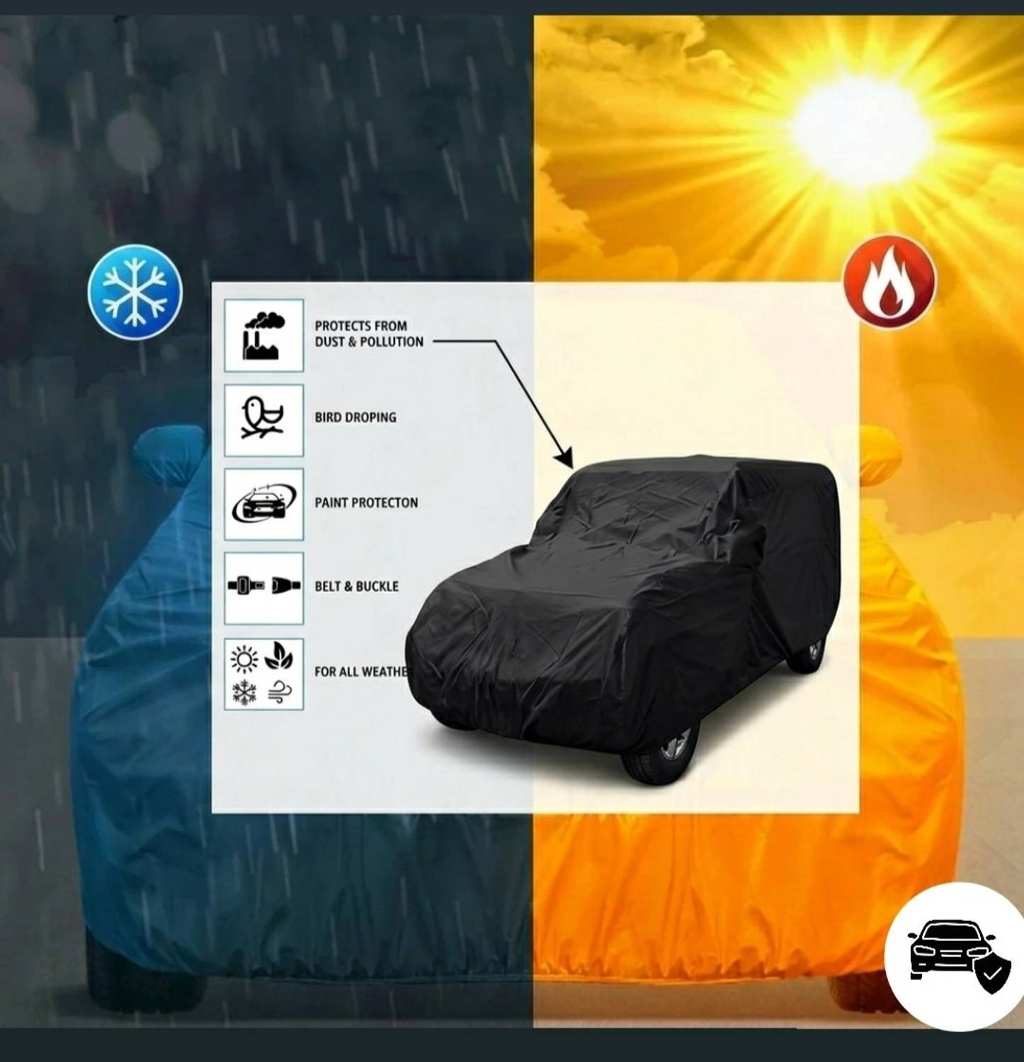 NEXTAURA Mahindra Bolero Car Cover Black - Image 5