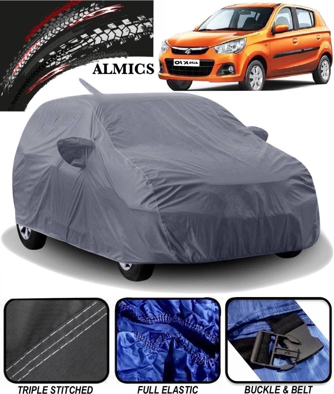 ALMICS Car Cover For Maruti Suzuki Alto K10 (With Mirror Pockets)