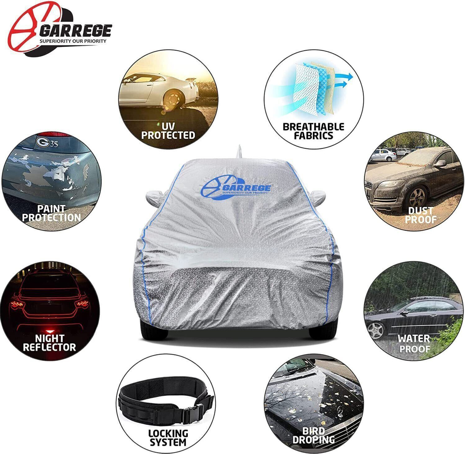 Image of GARREGE Car Cover For Tata Punch (With Mirror Pockets)