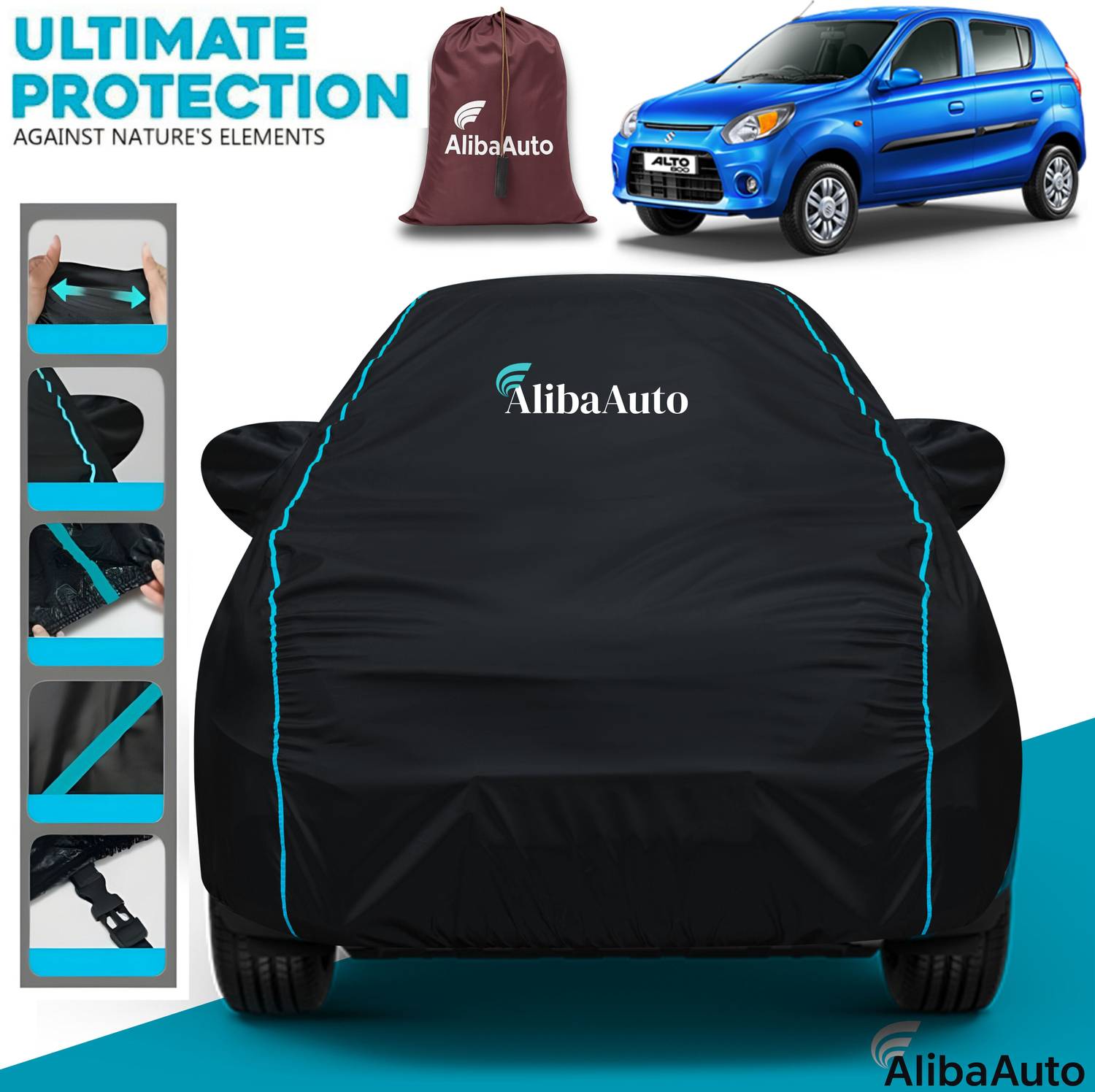AlibaAuto Car Cover For Maruti Suzuki Alto, Alto 800 (With Mirror Pockets)