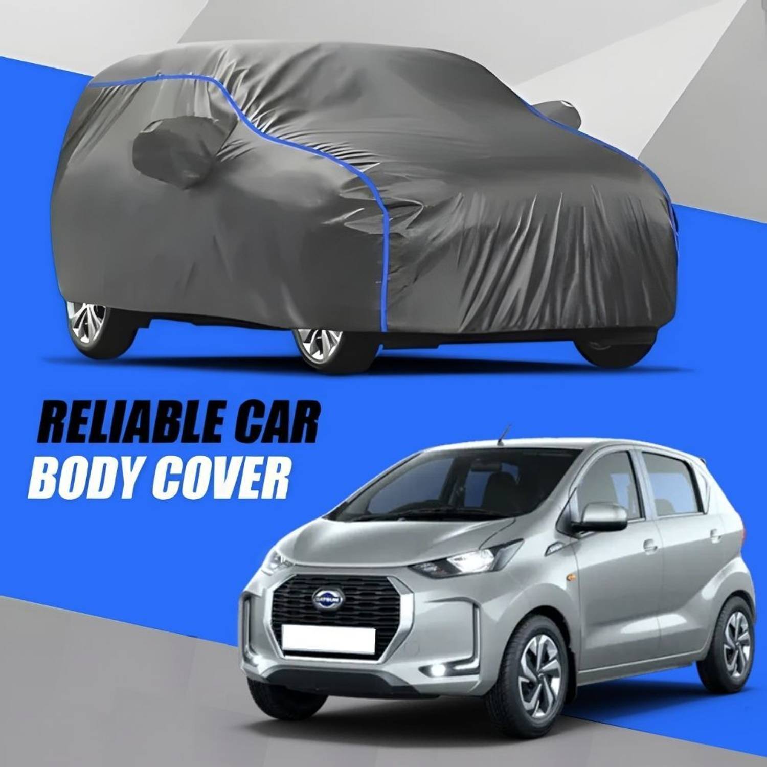 Amikan Car Cover For Datsun Redi GO 1.0 S, Redi GO 1.0 T Option, Redi-Go 1.0 S Petrol, Redi-Go S Petrol, Universal For Car (With Mirror Pockets)