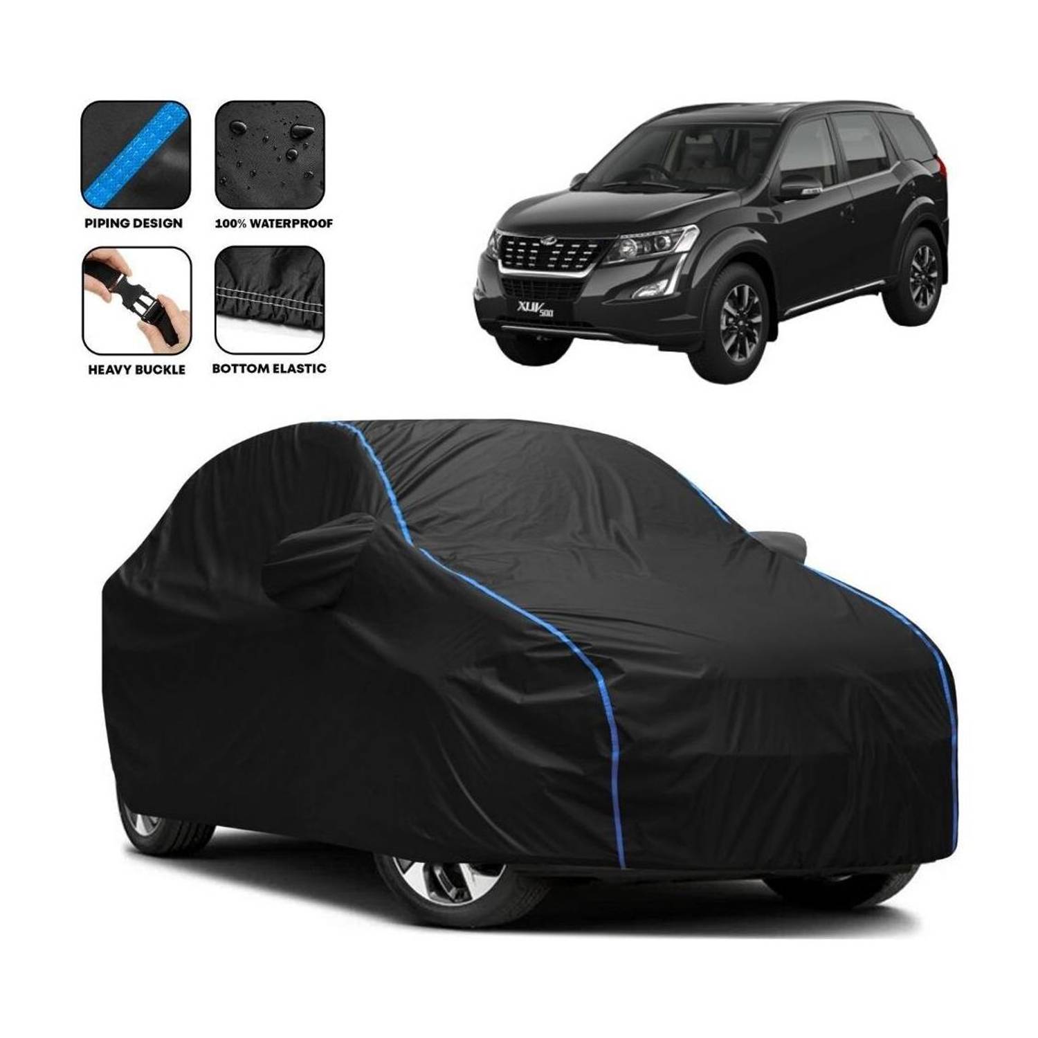 Amikan Car Cover For Mahindra XUV 500, XUV500 W4, Universal For Car (With Mirror Pockets)
