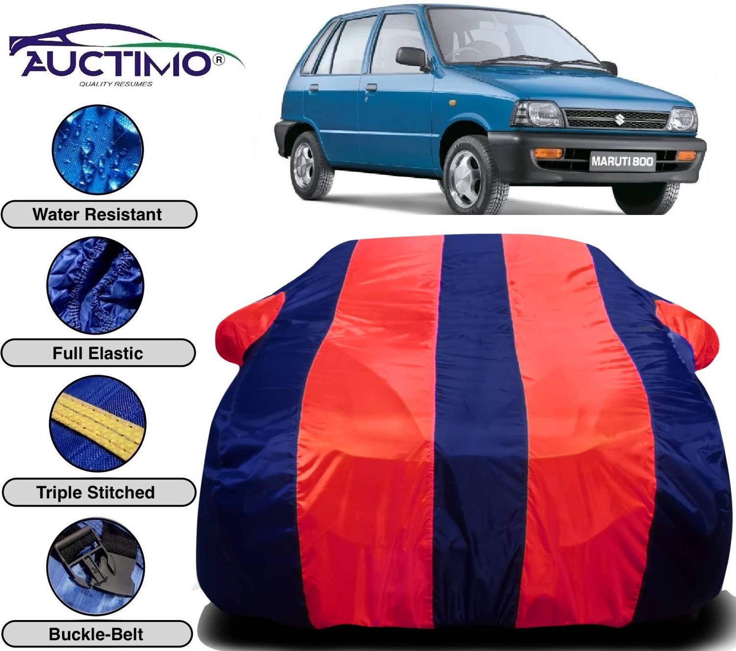 AUCTIMO Car Cover For Maruti Suzuki 800 (With Mirror Pockets)
