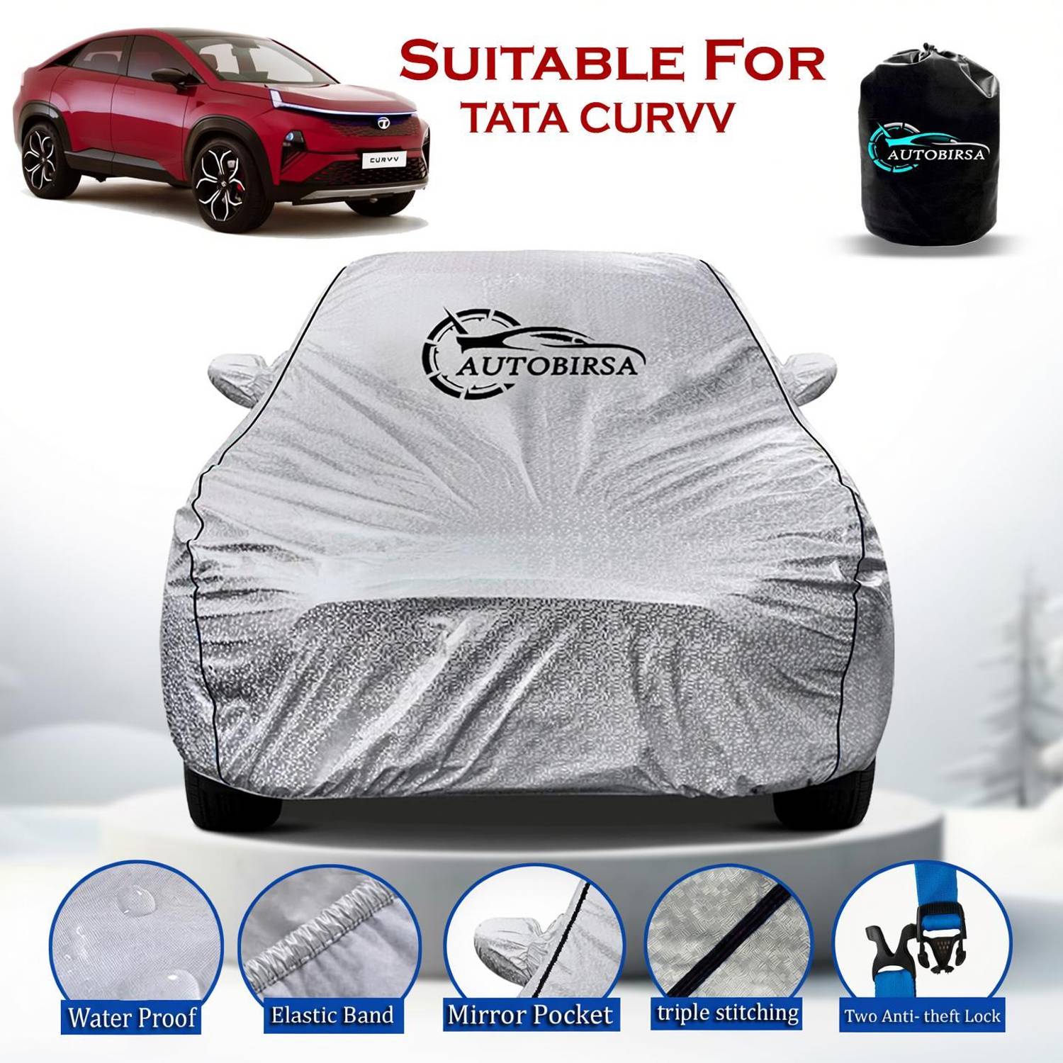 AUTOBIRSA Car Cover For Tata Curvv (With Mirror Pockets)
