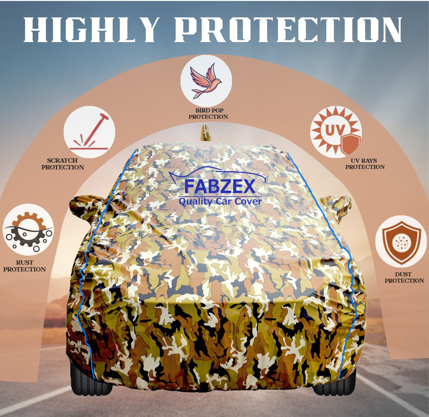 Image of FABZEX Car Cover For Maruti Dzire, Swift Dzire (With Mirror Pockets)