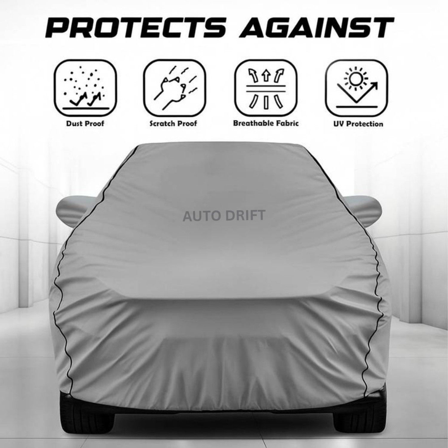 Image of Auto Drift Car Cover For Tata Nexon, Nexon 1.2 Revotron XE, Nexon 1.2 Revotron XM, Nexon 1.2 Revotron XMA, Nexon 1.2 Revotron XT, Nexon 1.2 Revotron XZ, Nexon 1.2 Revotron XZ Plus, Nexon 1.2 Revotron XZ Plus Dual Tone, Nexon 1.2 Revotron XZA Plus, Nexon 1.2 Revotron XZA Plus DualTone, Nexon 1.5 Revotorq XE, Nexon 1.5 Revotorq XM, Nexon 1.5 Revotorq XMA, Nexon 1.5 Revotorq XT, Nexon 1.5 Revotorq XZ, Nexon 1.5 Revotorq XZ Plus, Nexon 1.5 Revotorq XZ Plus Dual Tone, Nexon 1.5 Revotorq XZA Plus, Nexon 1.5 Revotorq XZA Plus DualTone, Nexon AMT, Nexon EV, Nexon EV XM, Nexon EV XZ Plus, Nexon EV XZ Plus LUX, Nexon Facelift, Nexon XE Diesel, Nexon XE Petrol, Nexon XM Diesel, Nexon XM Petrol, Nexon XMA AMT Diesel (With Mirror Pockets)