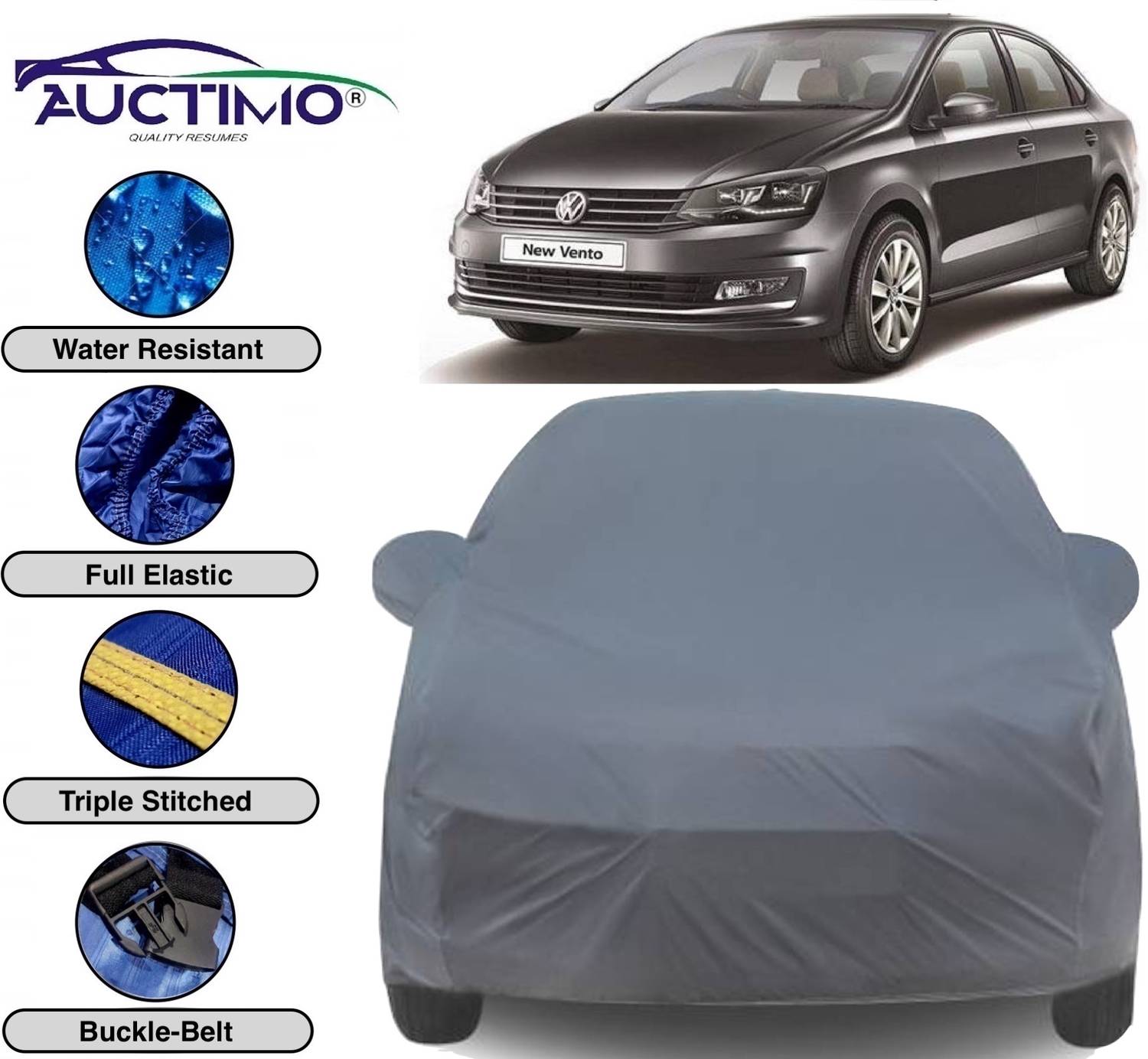 AUCTIMO Car Cover For Volkswagen Vento (With Mirror Pockets)