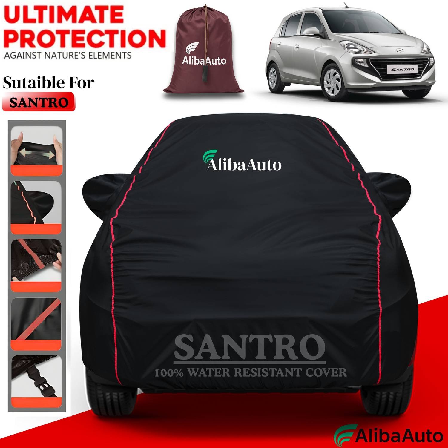 AlibaAuto Car Cover For Hyundai Santro (With Mirror Pockets)
