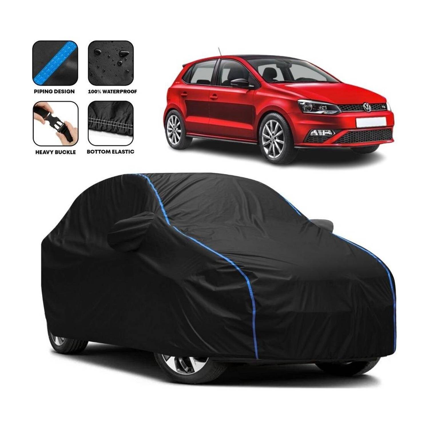 Amikan Car Cover For Volkswagen Polo, Polo 1.0 MPI Comfortline Petrol, Universal For Car (With Mirror Pockets)