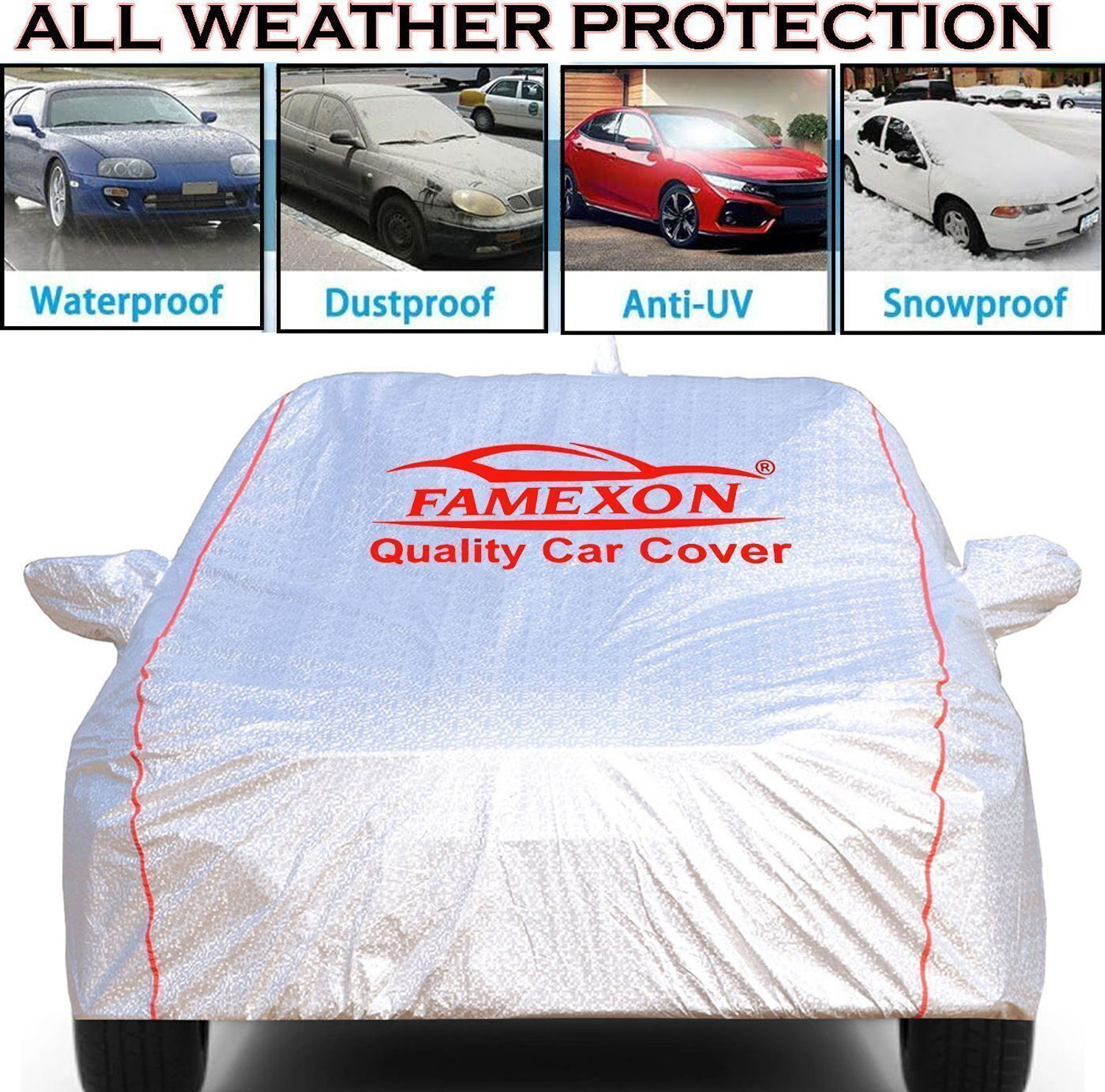 Image of FAMEXON Car Cover For Tata Hexa, Hexa XE, Hexa XM (With Mirror Pockets)