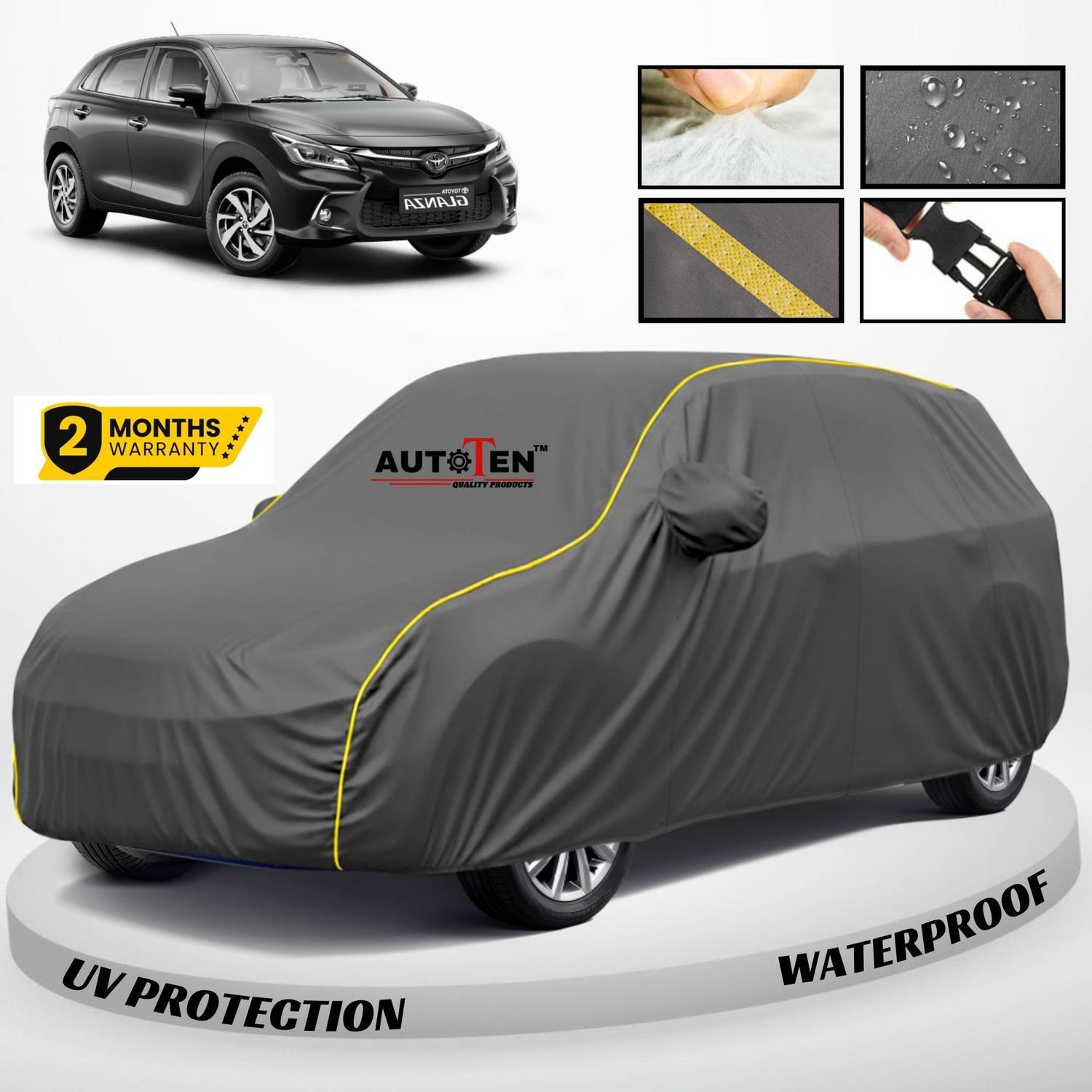 AutoTen Car Cover For Toyota Glanza (With Mirror Pockets)