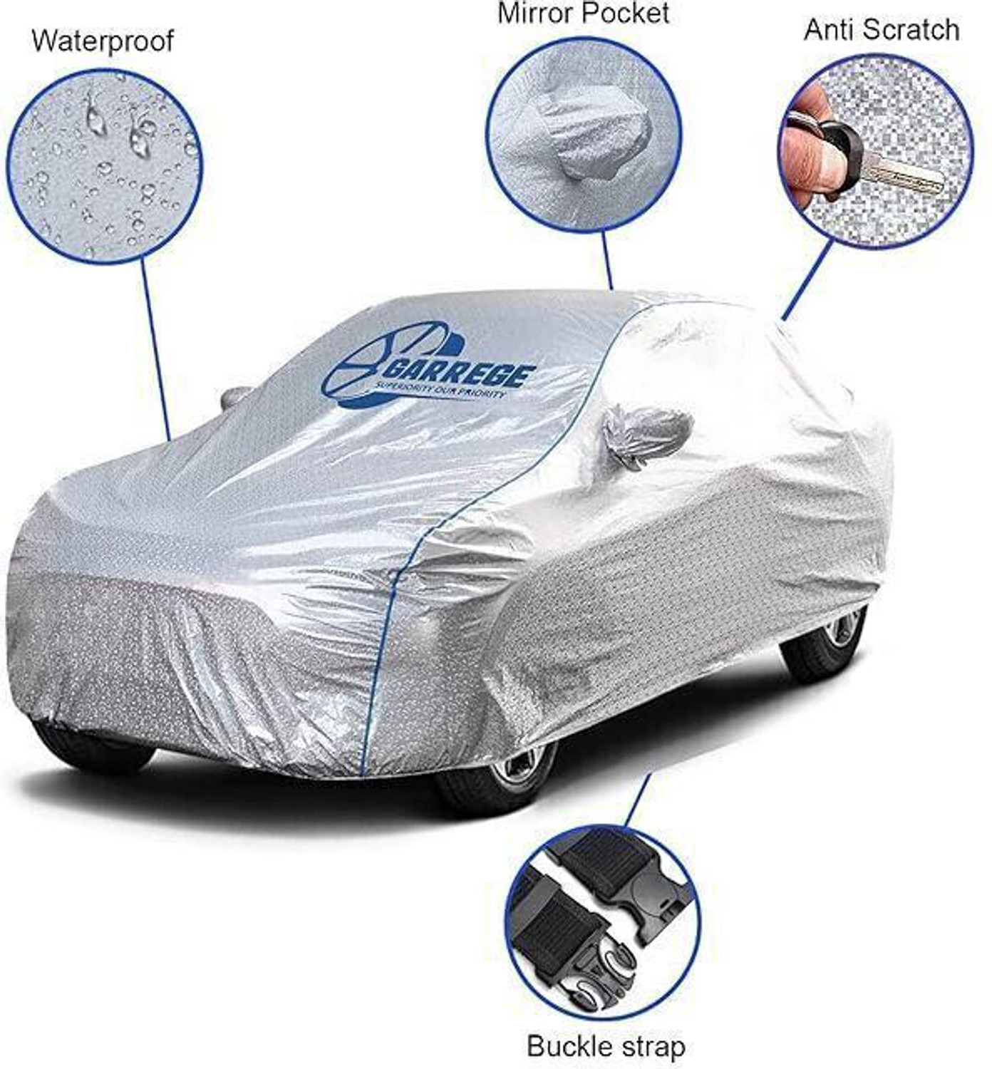 Image of GARREGE Car Cover For Tata Punch (With Mirror Pockets)