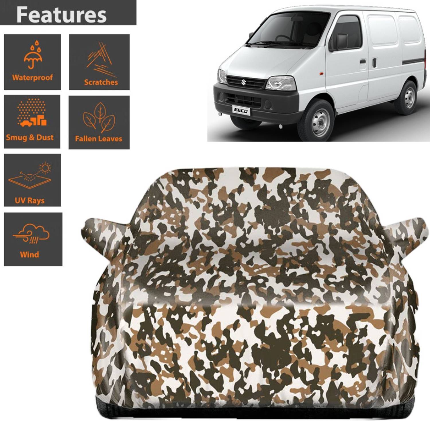BOTAUTO Car Cover For Maruti Suzuki Eeco, Eeco 5 Seater AC, Universal For Car (With Mirror Pockets)