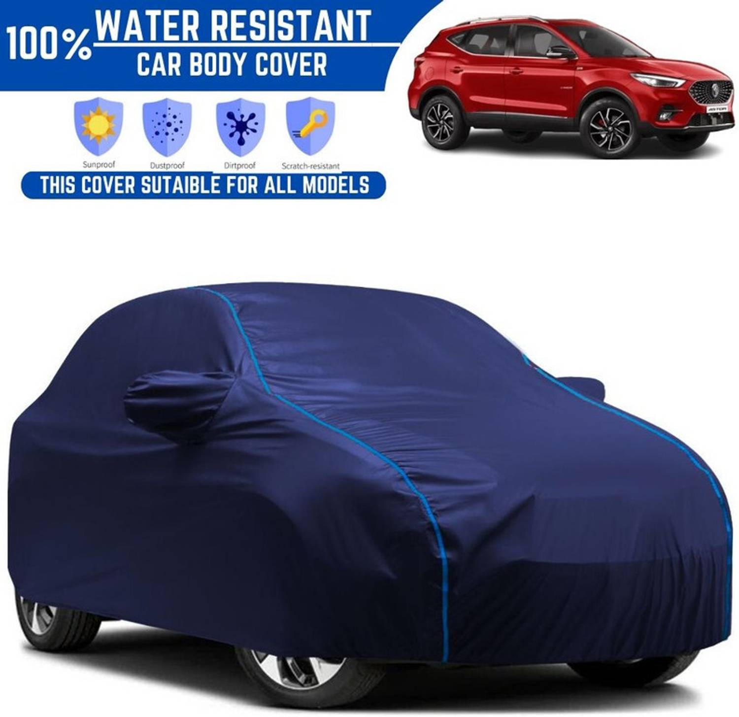 Amikan Car Cover For MG Astor, Universal For Car (With Mirror Pockets)