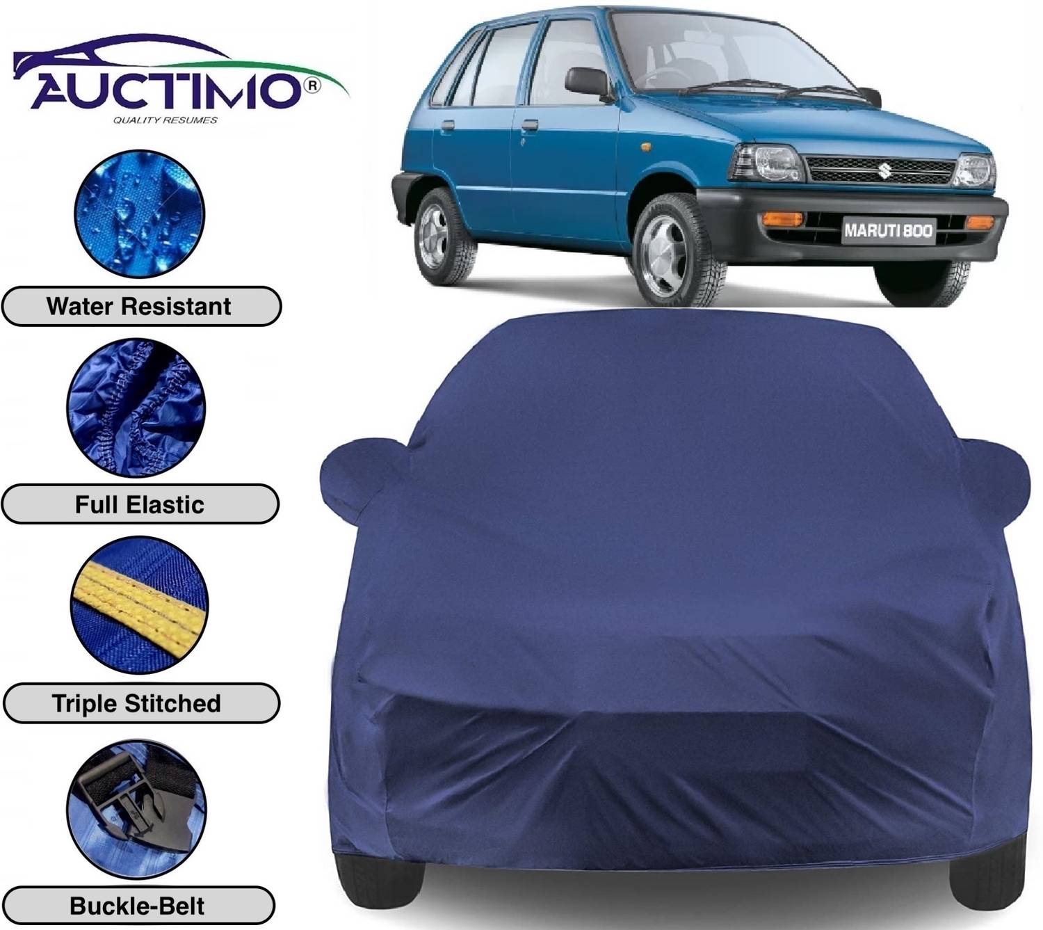 AUCTIMO Car Cover For Maruti Suzuki 800 (With Mirror Pockets)