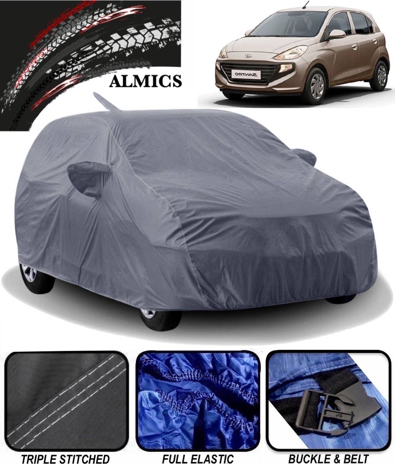ALMICS Car Cover For Hyundai Santro (With Mirror Pockets)
