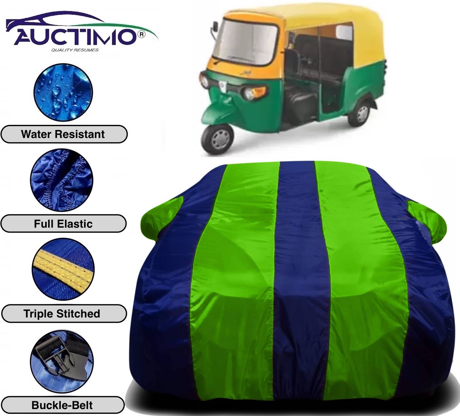 AUCTIMO Car Cover For Universal For Autorickshaw Universal For Autorickshaw (With Mirror Pockets)