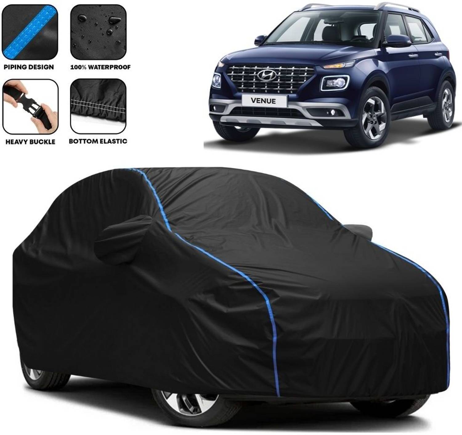 Autohaux Car Cover For Hyundai Venue E Petrol (With Mirror Pockets)