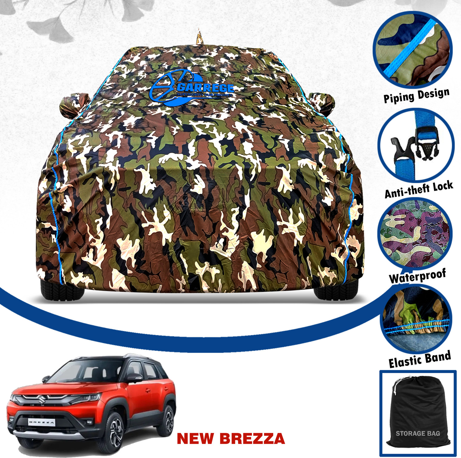 Image of GARREGE Car Cover For Maruti Brezza, Vitara Brezza (With Mirror Pockets)