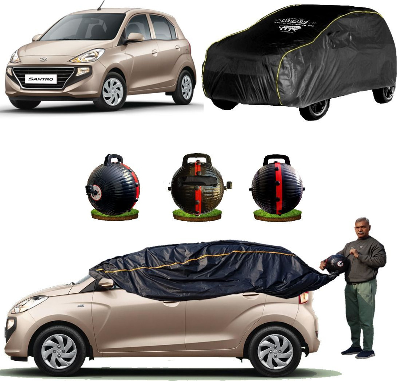 Image of CARBLAZER Car Cover For Hyundai Santro (Without Mirror Pockets)