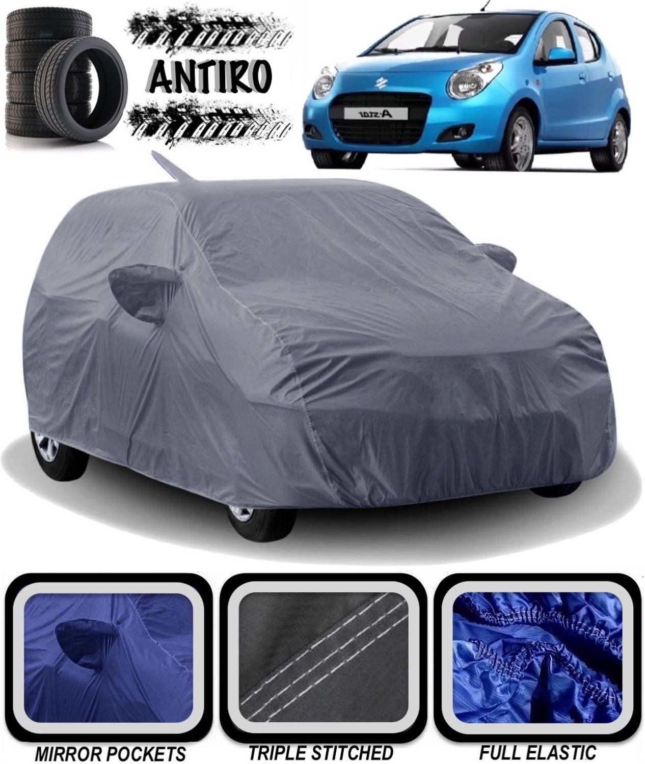 ANTIRO Car Cover For Maruti Suzuki A-Star (With Mirror Pockets)