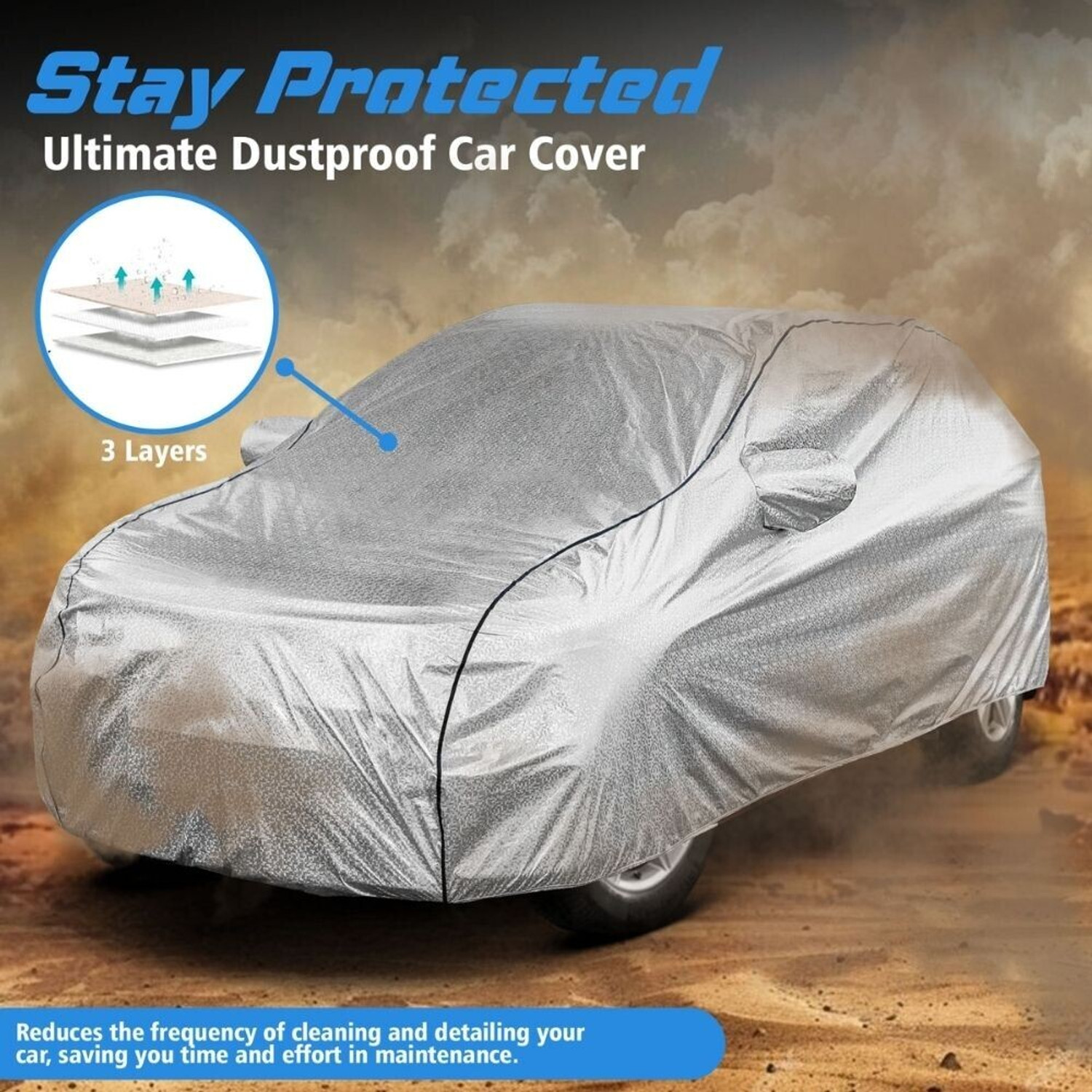 Image of Grizzly Car Cover For Hyundai EON Sportz, EON Magna Plus Option, EON Magna Plus, EON Era Plus (With Mirror Pockets)
