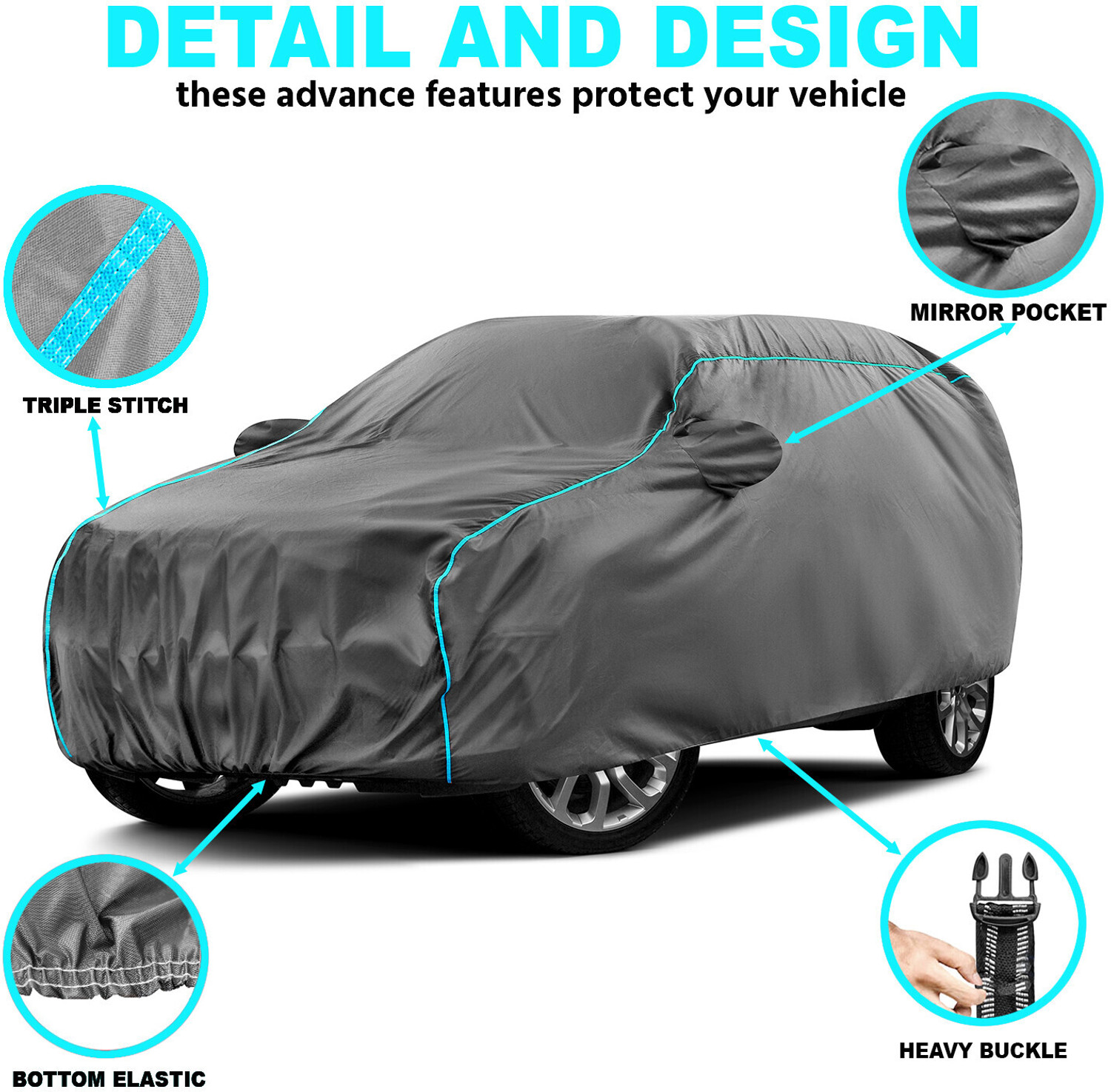 Image of Grizzly Car Cover For Chevrolet Tavera, Tavera 2.5 L, Tavera 2.5 lt, Tavera 7 STR, Tavera 8 Seater, Tavera BS IV Rhino, Tavera BS3, Tavera BSII, Tavera Bs4, Tavera Neo 2 LS, Tavera Neo 3 10 Seats BSIII, Tavera Neo 3 LS 10 Seats BSIII, Tavera Neo 3 LS 7 C BSIII, Tavera Neo 3 LS 7 Seats BSIII, Tavera Neo 3 LT 7 C BSIII, Tavera Neo 3 LT 8 Seats BSIII, Tavera Neo 3 LT 9 Seats BSIII, Tavera Neo 3 Max 10 Seats BSIII, Tavera Neo 3 Max 7 Seats BSIII (With Mirror Pockets)