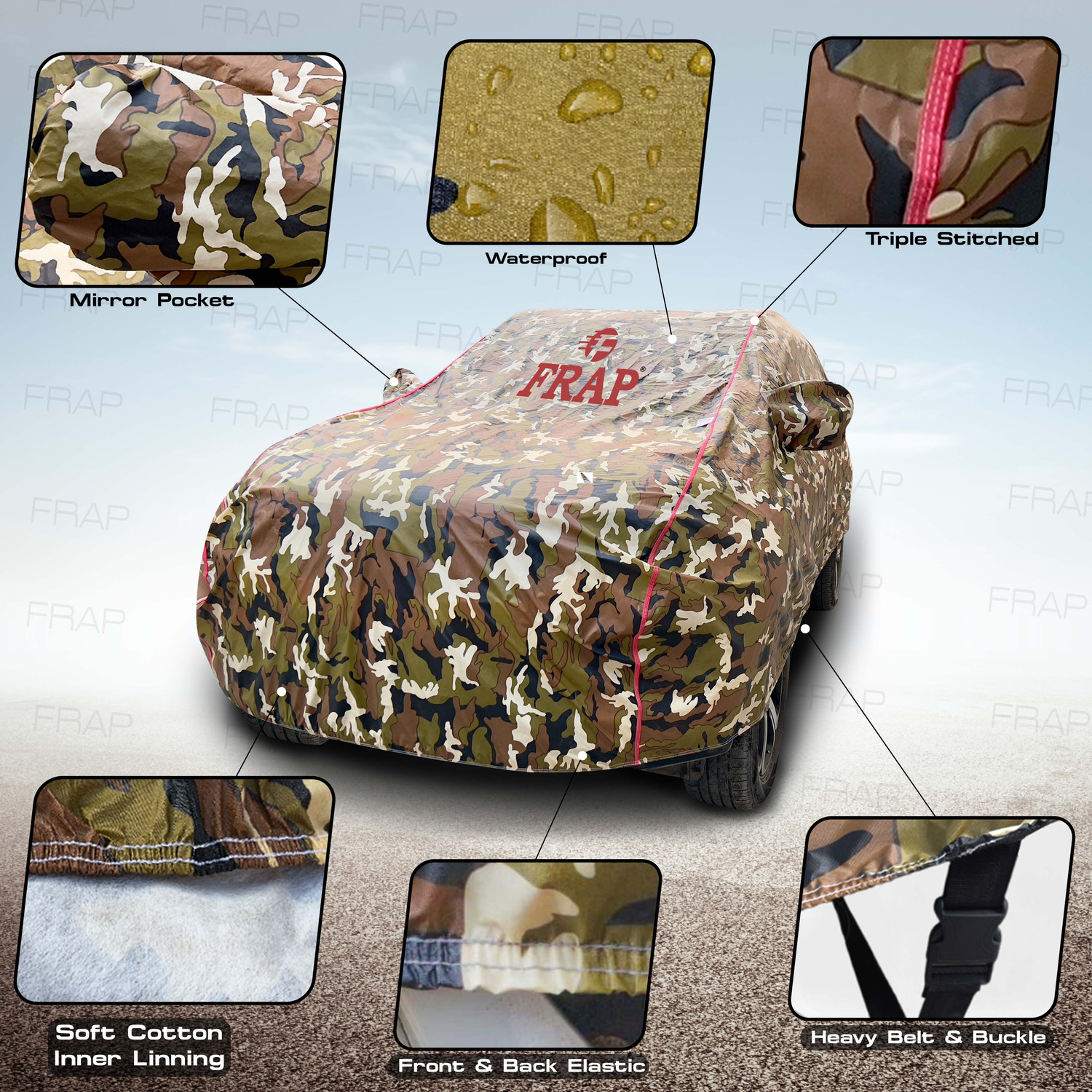 Image of Frap Car Cover For Maruti Suzuki Swift, Swift RS, Swift LXI, Swift VXI, Swift ZXI (With Mirror Pockets)