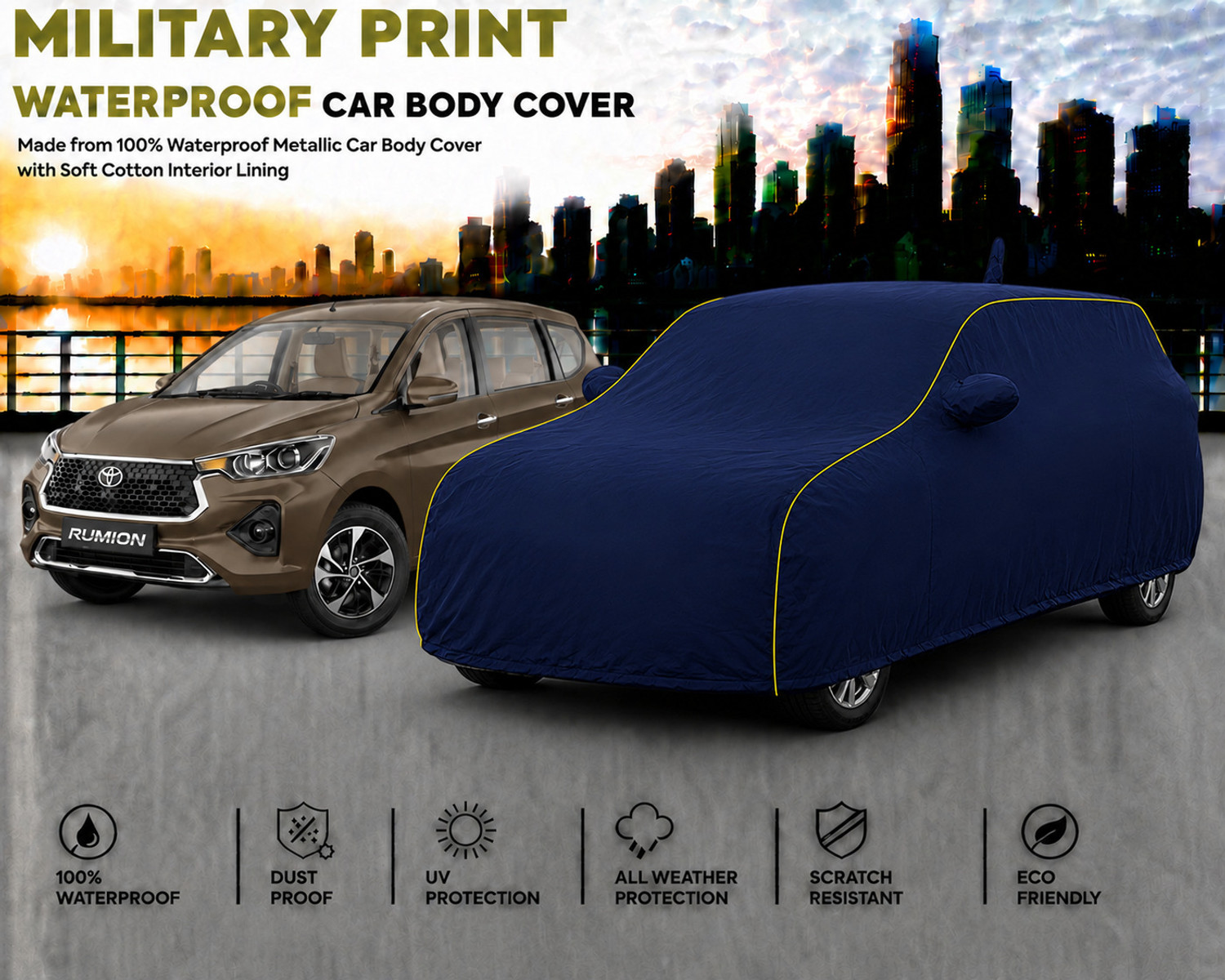 Image of DRIZE Car Cover For Toyota Rumion (With Mirror Pockets)