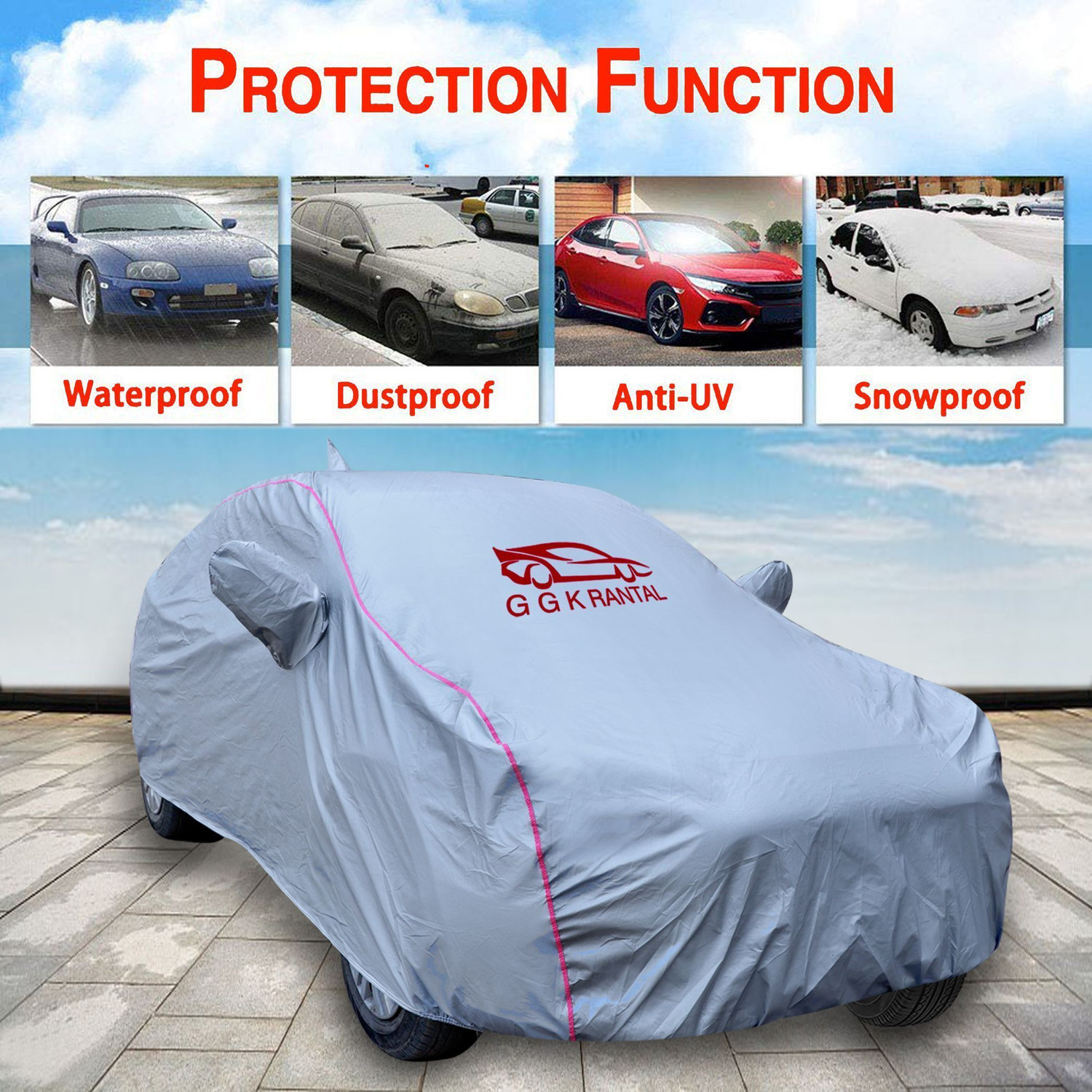 Image of G G K RANTAL Car Cover For Tata Punch (With Mirror Pockets)